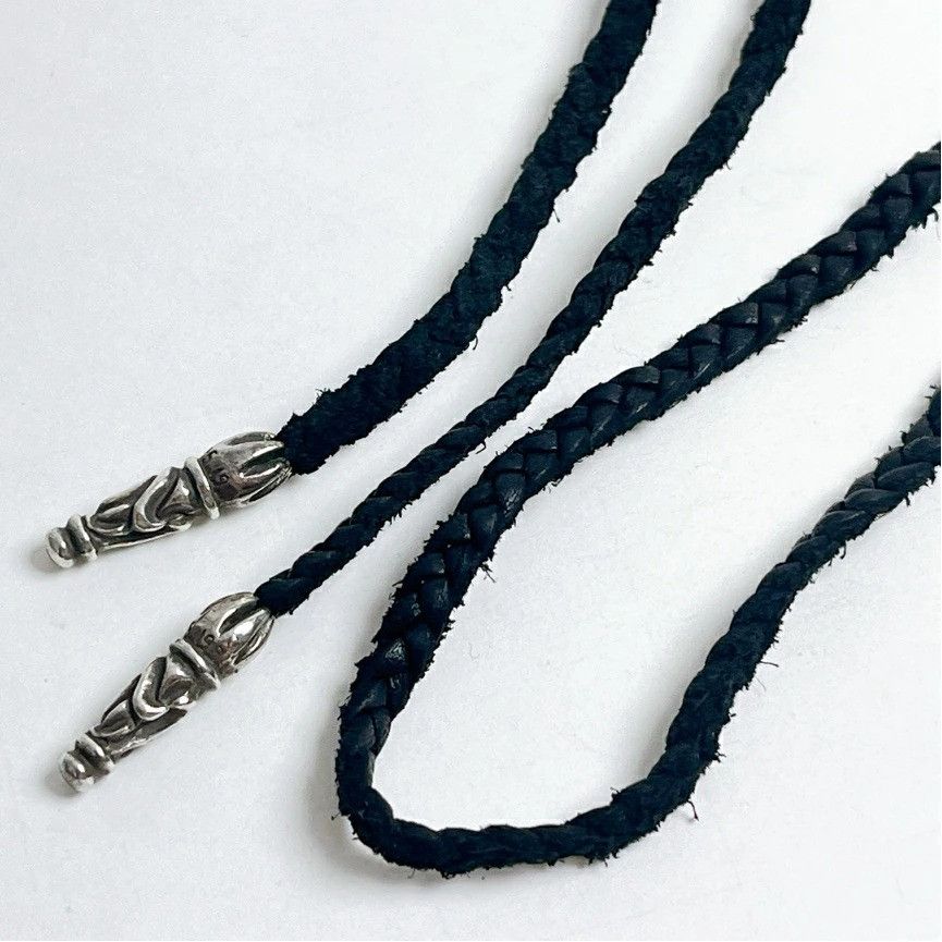 Pre-owned Chrome Hearts Leather Silver Braid Strap Necklace