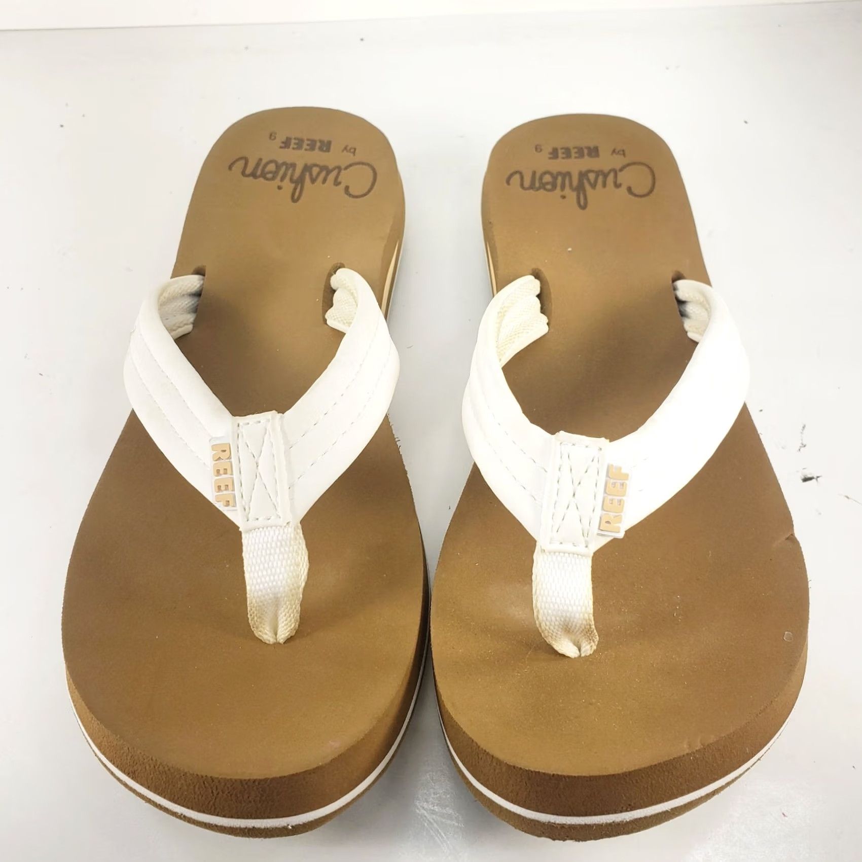 REEF Reef Flip-Flop Sandal Women's 9 White Straps Brown Soles Cushioned Comfort Slip On Summer Beach Size US 9 / IT 39 - 3 Thumbnail