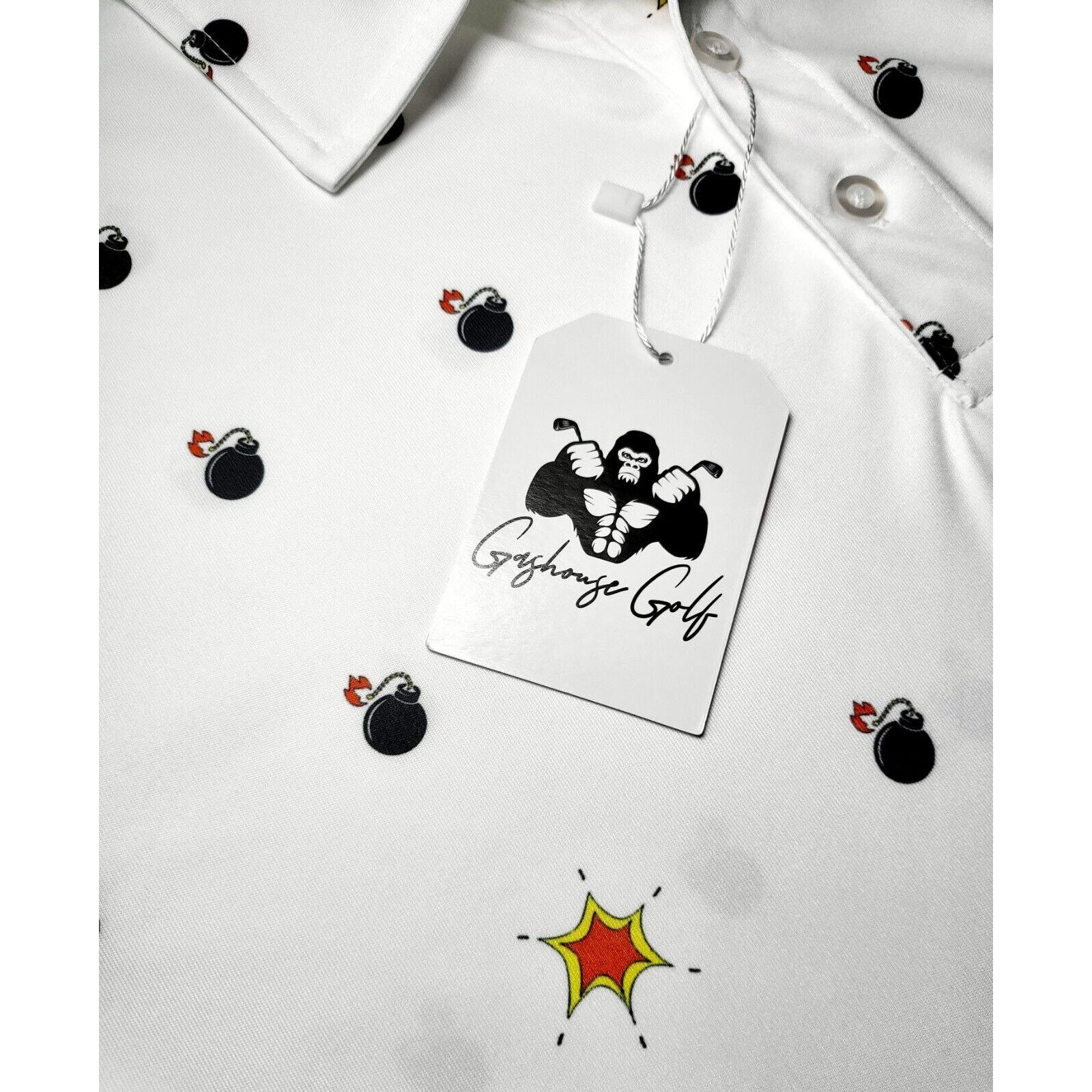 Other NWT GASHOUSE GOLF Bombs Away Performance Polo White Size L Size US L / EU 52-54 / 3 - 8 Thumbnail