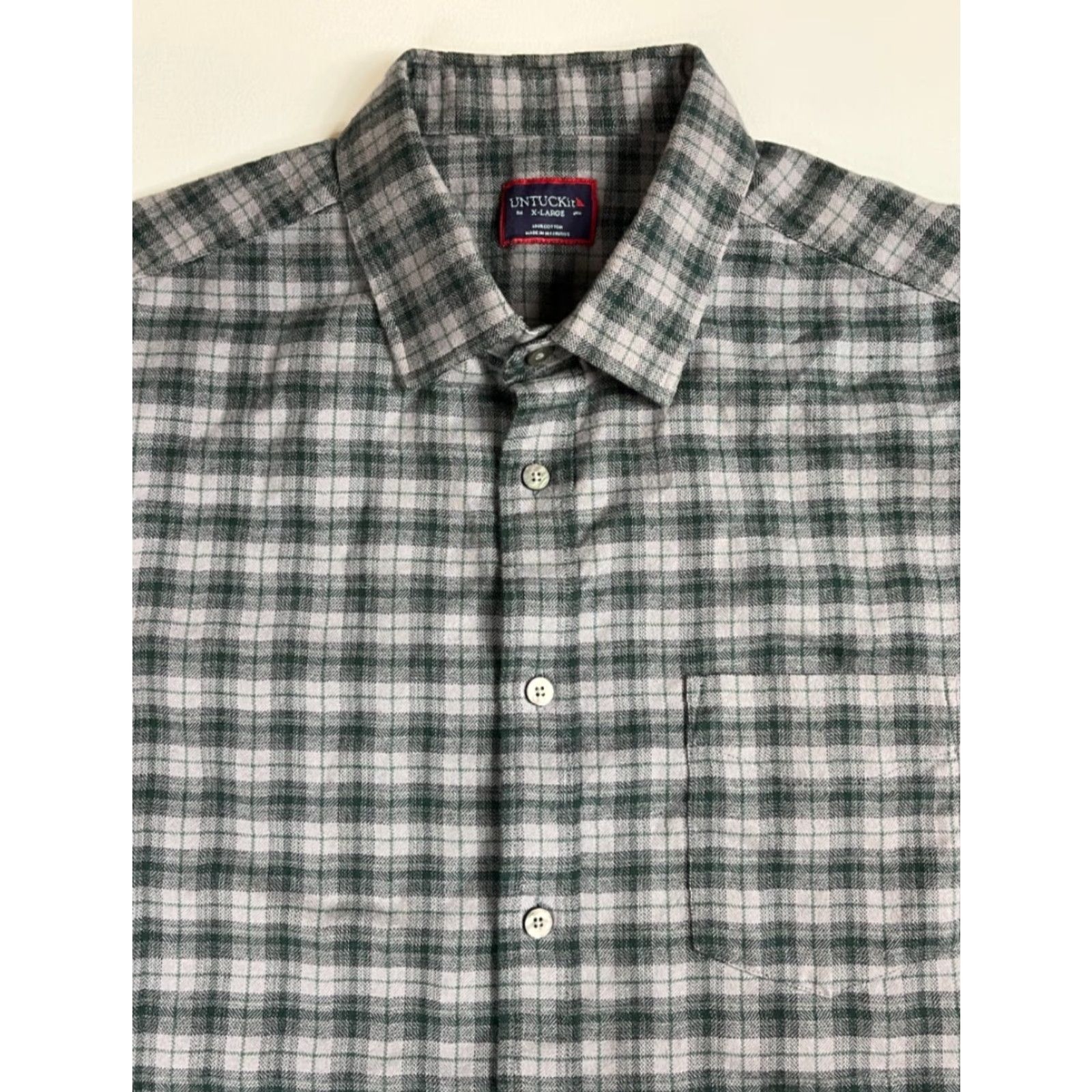 UNTUCKit UNTUCKit Parducci Button-Up Shirt Plaid XL Gray Cotton Long Sleeve Mens Size US XL / EU 56 / 4 - 2 Thumbnail