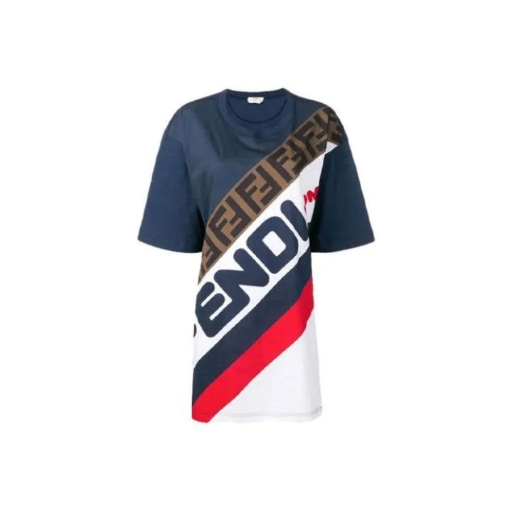 Fendi Fendi Color-Block Logo Print Short Sleeve T-Shirt -2508 Size XS / US 0-2 / IT 36-38 - 1 Thumbnail