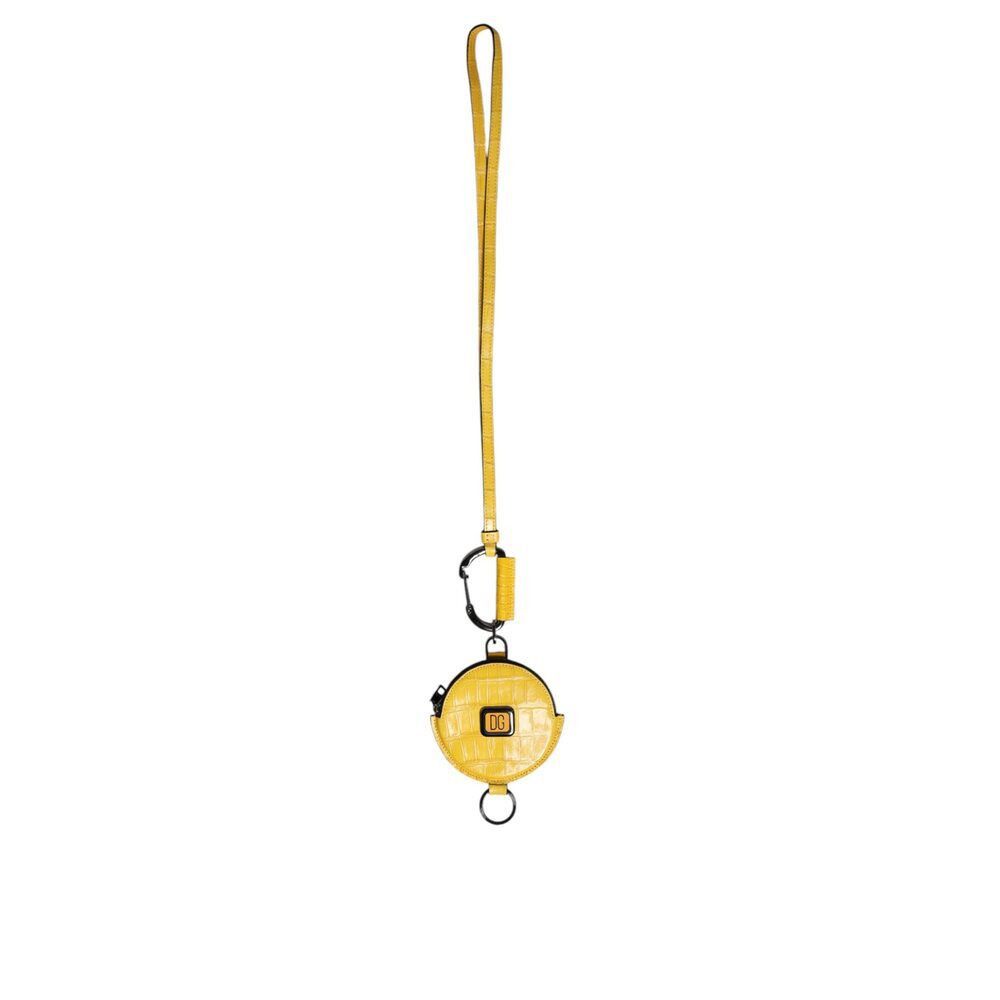 Dolce & Gabbana Dolce & Gabbana Yellow Round Leather DG Logo Coin Purse Lany Size ONE SIZE - 2 Thumbnail