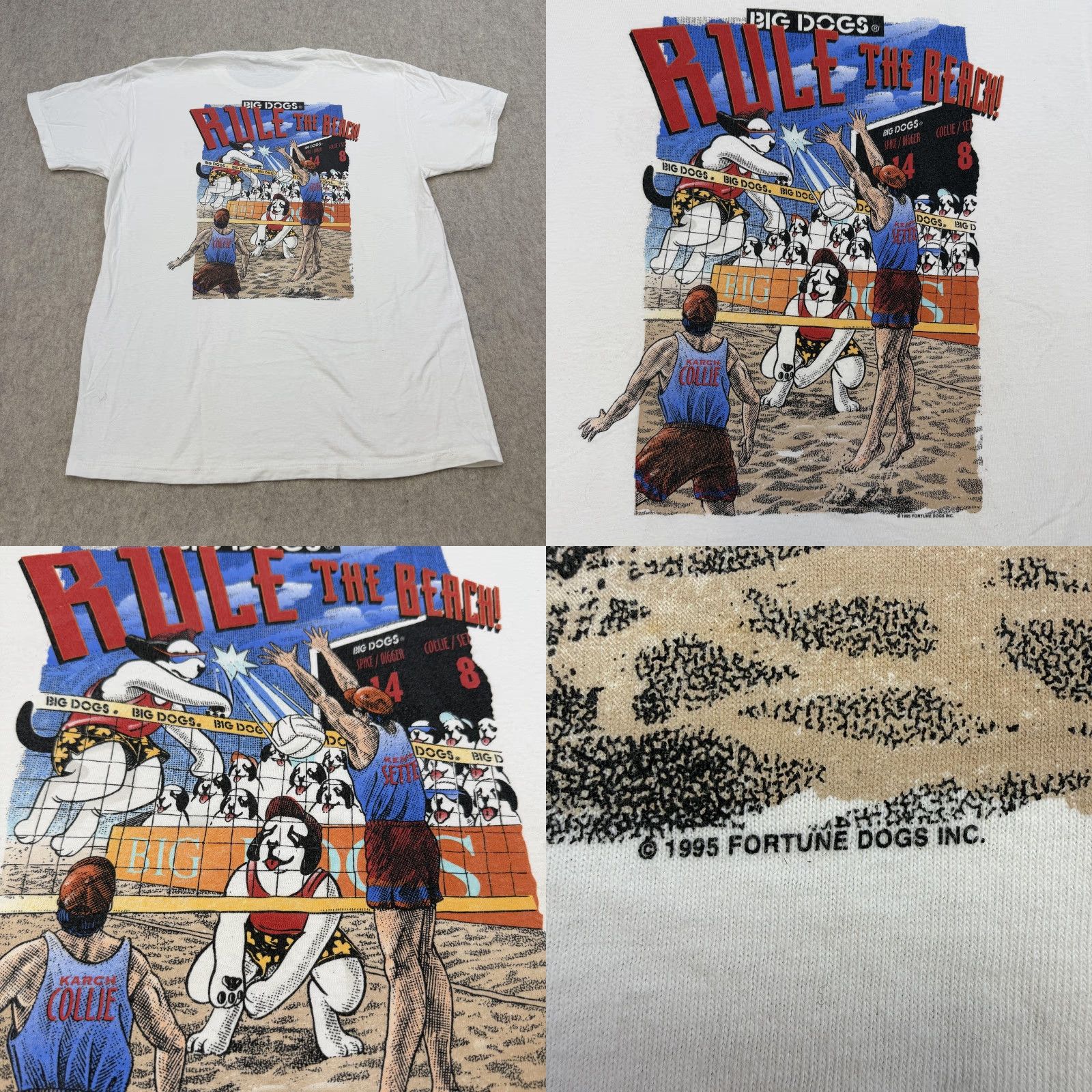 Big Dogs VINTAGE Big Dogs Shirt Mens Large White Beach 90s Volleyball Dog Graphic Print USA Cotton Crew Neck Short Sleeve Men Size US L / EU 52-54 / 3 - 8 Thumbnail
