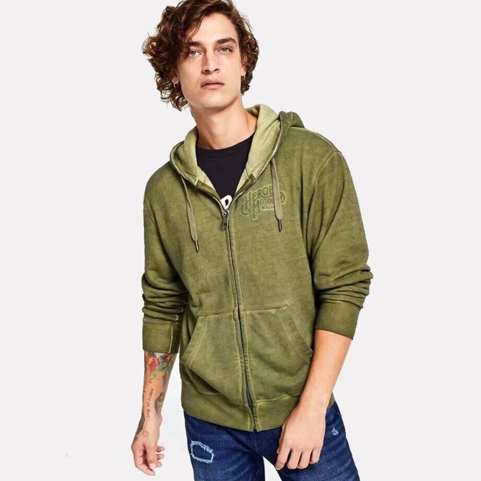 The Unbranded Brand Heroes Motors Men's Cotton Kangaroo Front Zip Hoodie Size L Size US L / EU 52-54 / 3 - 1 Thumbnail