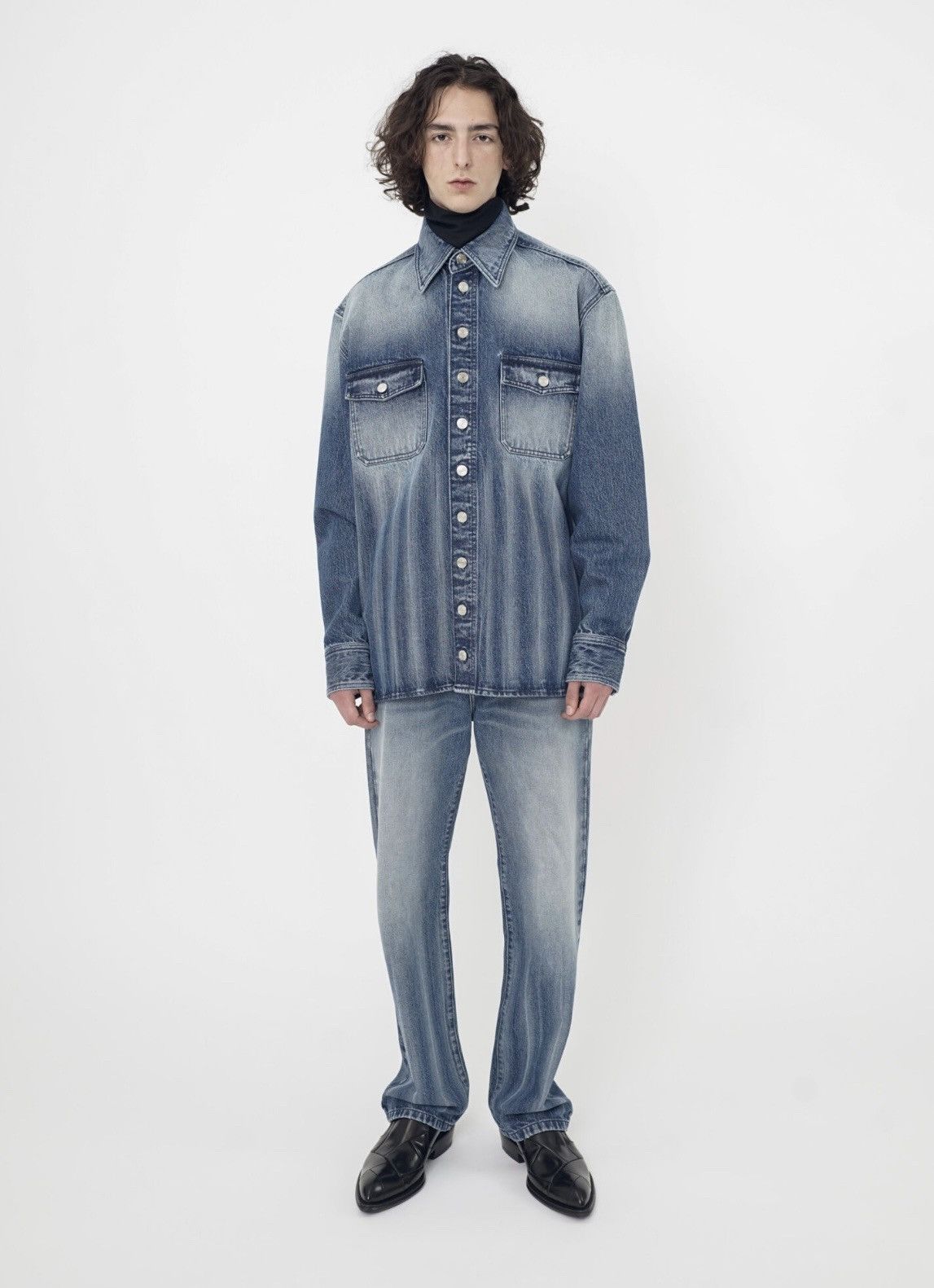 Namacheko New With Tags FW24-25 Hank Denim Shirt in Washed Blue size L Size US L / EU 52-54 / 3 - 1 Thumbnail