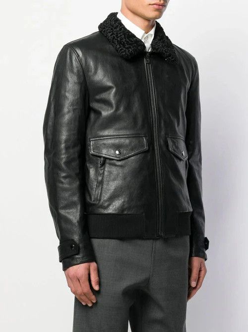 Dolce & Gabbana o1y0125 Leather Bomber Jacket in Black Size US M / EU 48-50 / 2 - 4 Thumbnail