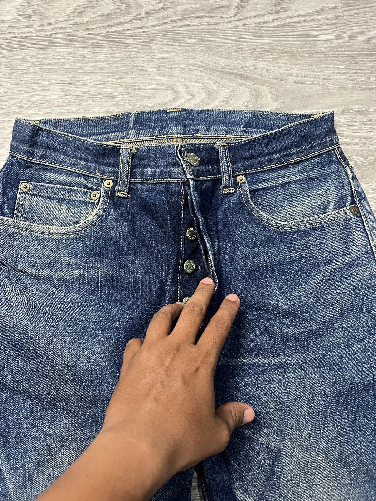 Blue Blue Japan Vintage HR Market Blue Blue Japan Selvedge faded Denim Jeans Size US 31 - 20 Thumbnail