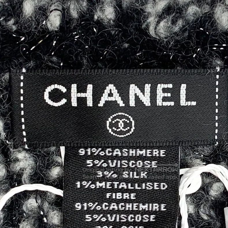 Chanel Chanel Black logo embroidered diamond cashmere knitted twe Size ONE SIZE - 8 Thumbnail