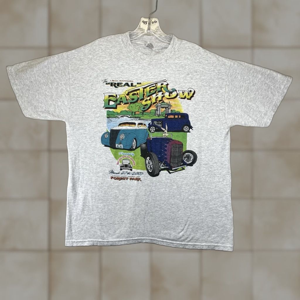 Jerzees VINTAGE Mens T-Shirt Street Rod Logo 2005 St. Louis Street Rod Association's Real Easter Show JERZEES Gray Cotton Polyester Crew Neck Short Sleeve L Size US L / EU 52-54 / 3 - 1 Thumbnail