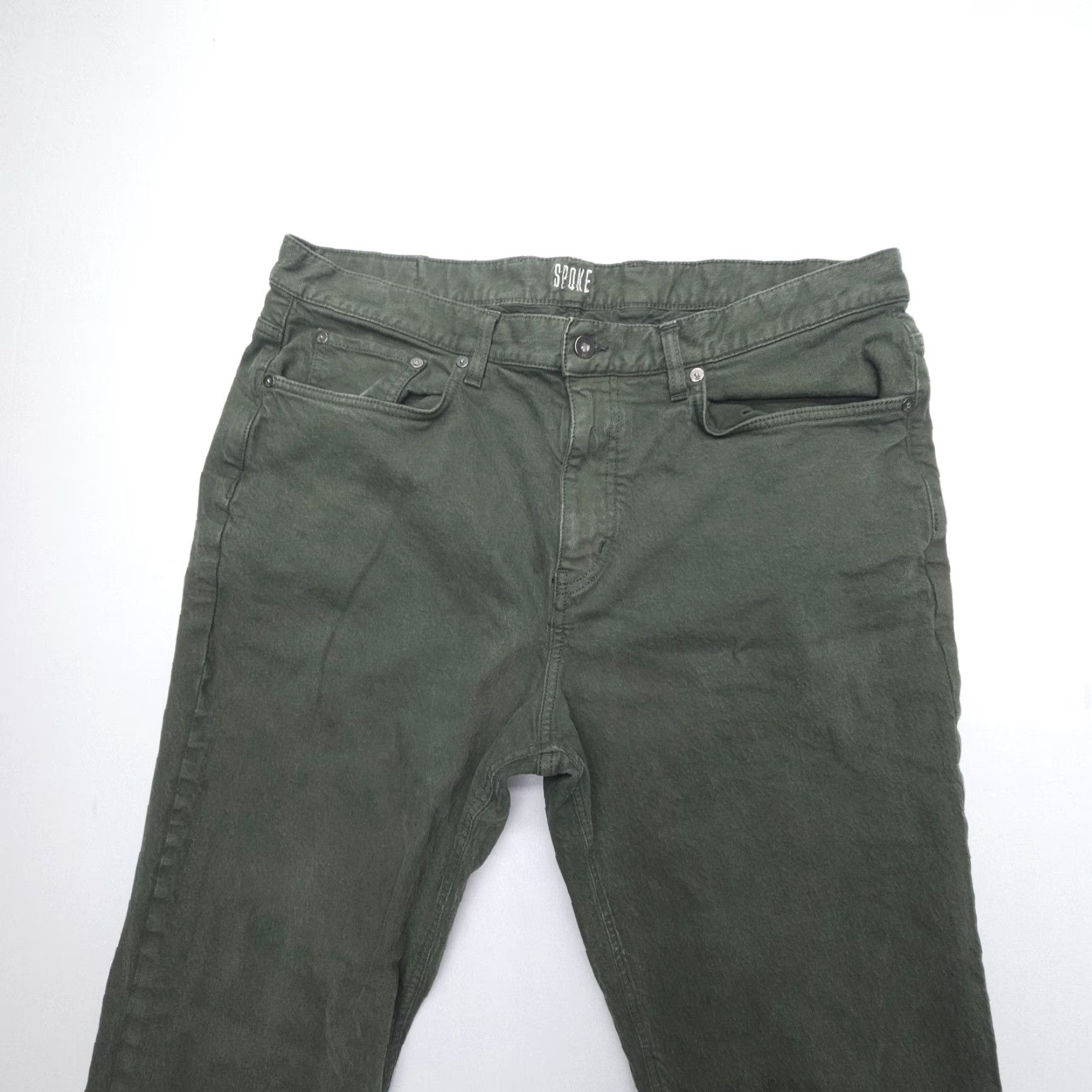 Denime SPoke London Jeans 37 x 34 Denim Regular Straight Mens Green Stretch 5-Pocket London Theme Regular Waist 37in Inseam 34in Mens Jeans Size US 37 - 3 Thumbnail