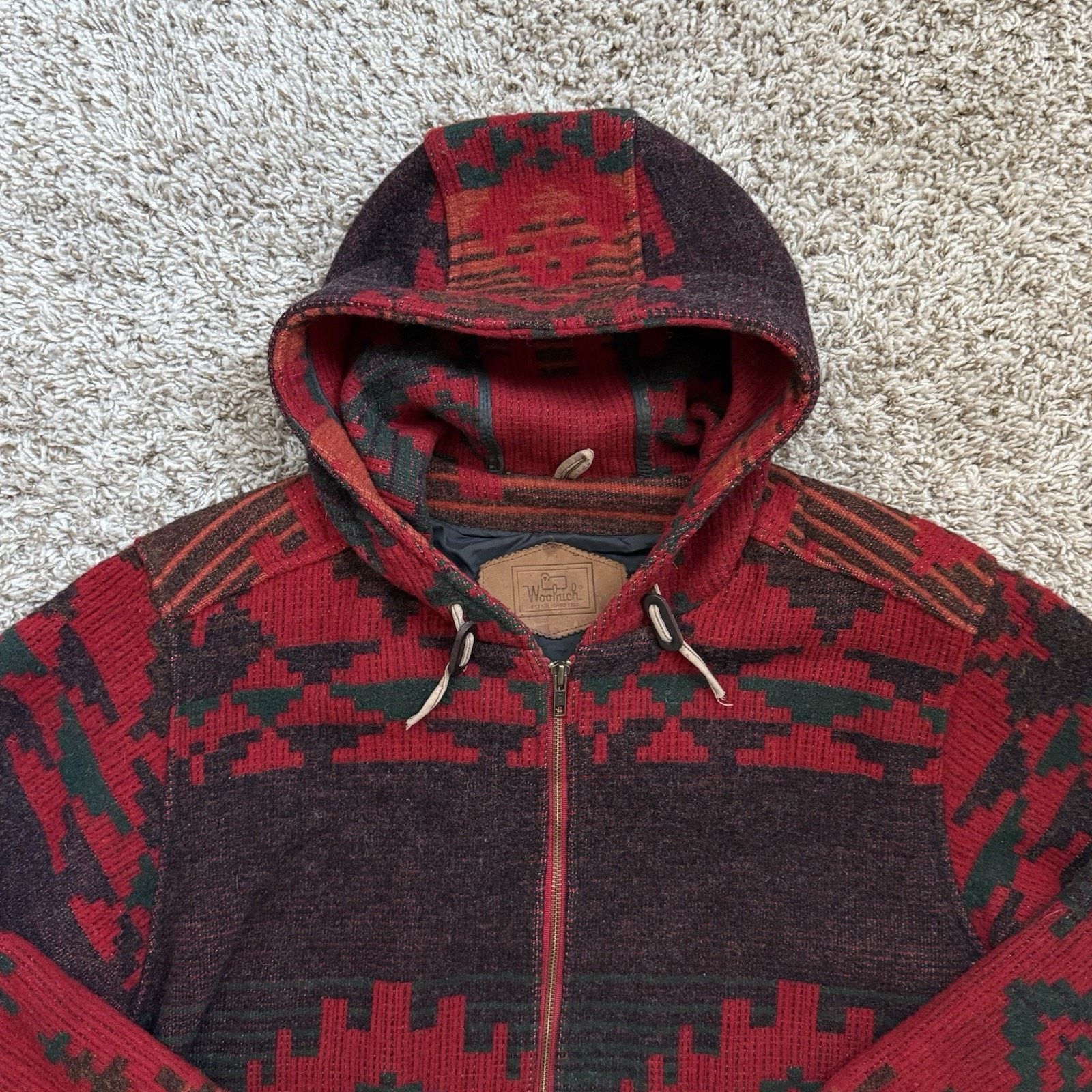 Vintage × Woolrich Woolen Mills Vintage Woolrich Aztec Wool Southwestern Jacket Red Tribal Size L / US 10 / IT 46 - 2 Thumbnail