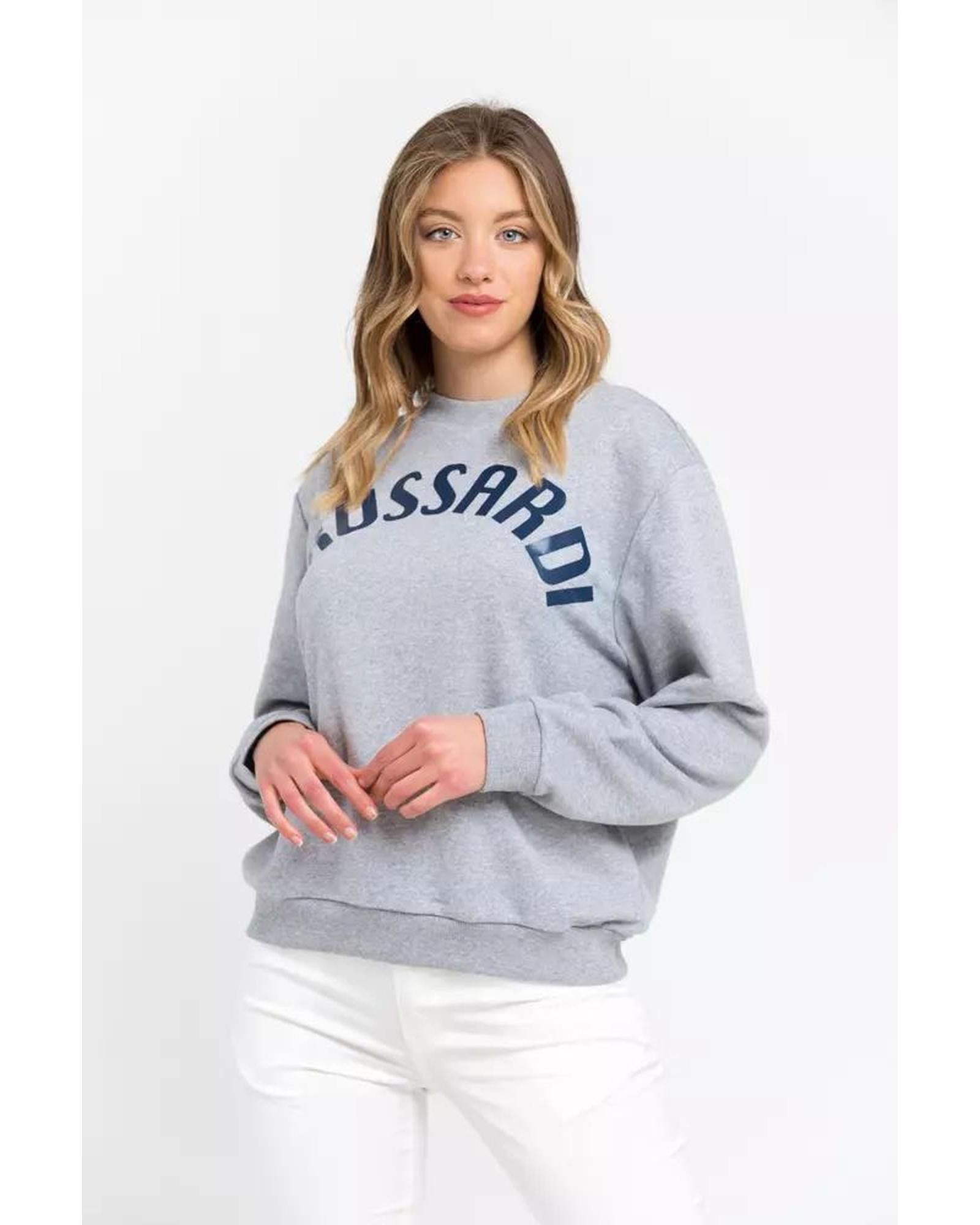 image of Trussardi Oversized Round-Neck Cotton Sweatshirt in Grey, Women's (Size Large)
