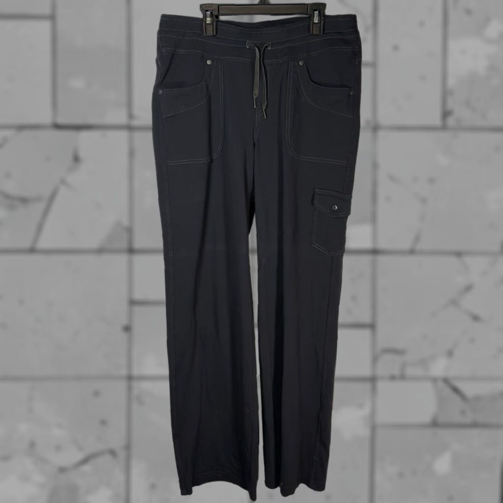 Vintage Kuhl Black Polyester Blend Athletic Track Pants Womens Size 12 Drawstring Stretchy Pants Size 34" / US 12 / IT 48 - 1 Thumbnail