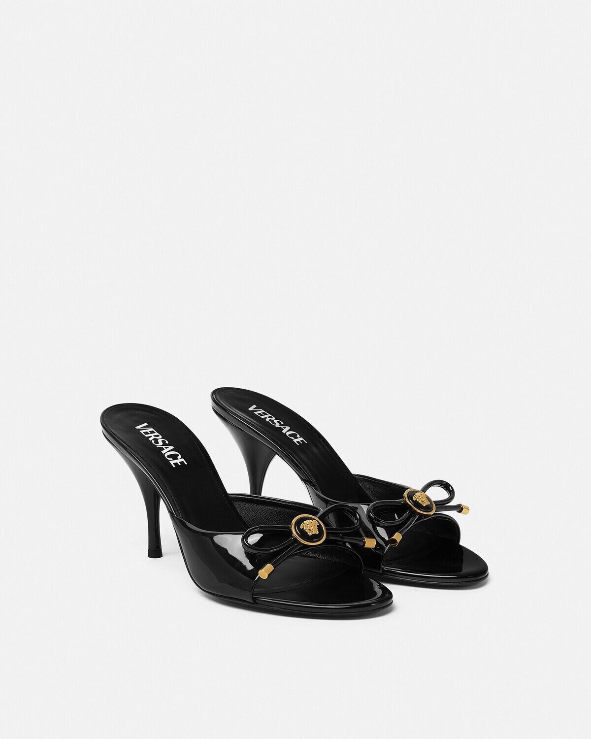 Versace VERSACE Opera Bow Black/Gold 85mm Mules New Authentic Size US 8 / IT 38 - 2 Thumbnail
