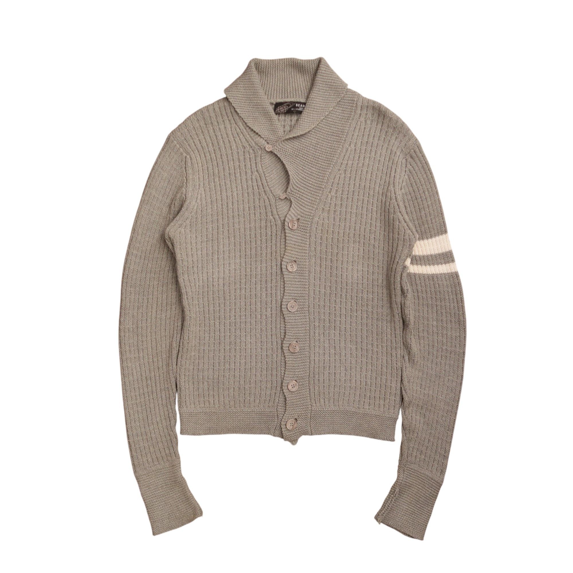 2000s Beams World Waffle Knit Cardigan Shawl Collar