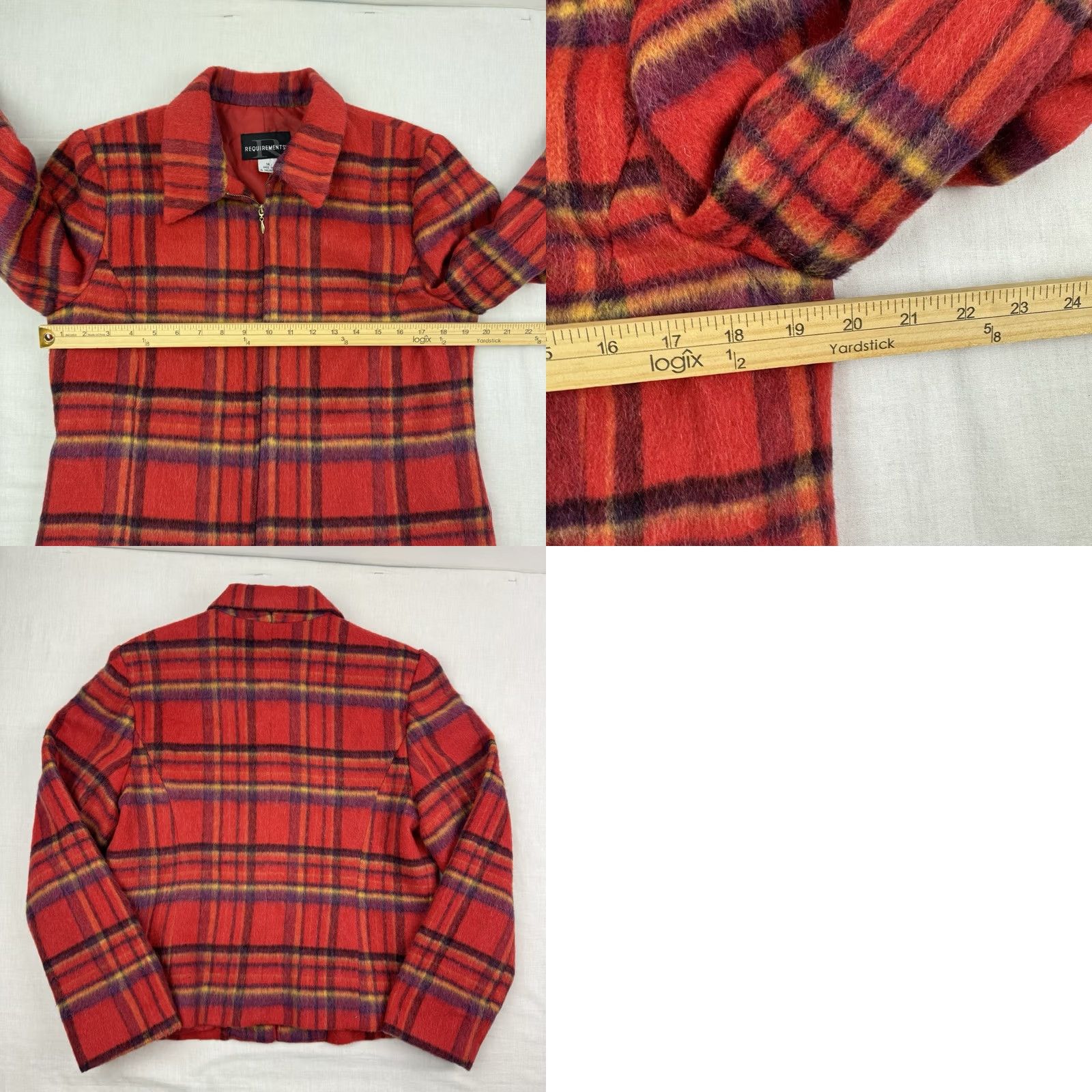 Vintage VINTAGE Requirements Jacket Womens 14 Plaid Wool Blend 1980s Preppy Red Size XL / US 12-14 / IT 48-50 - 8 Thumbnail