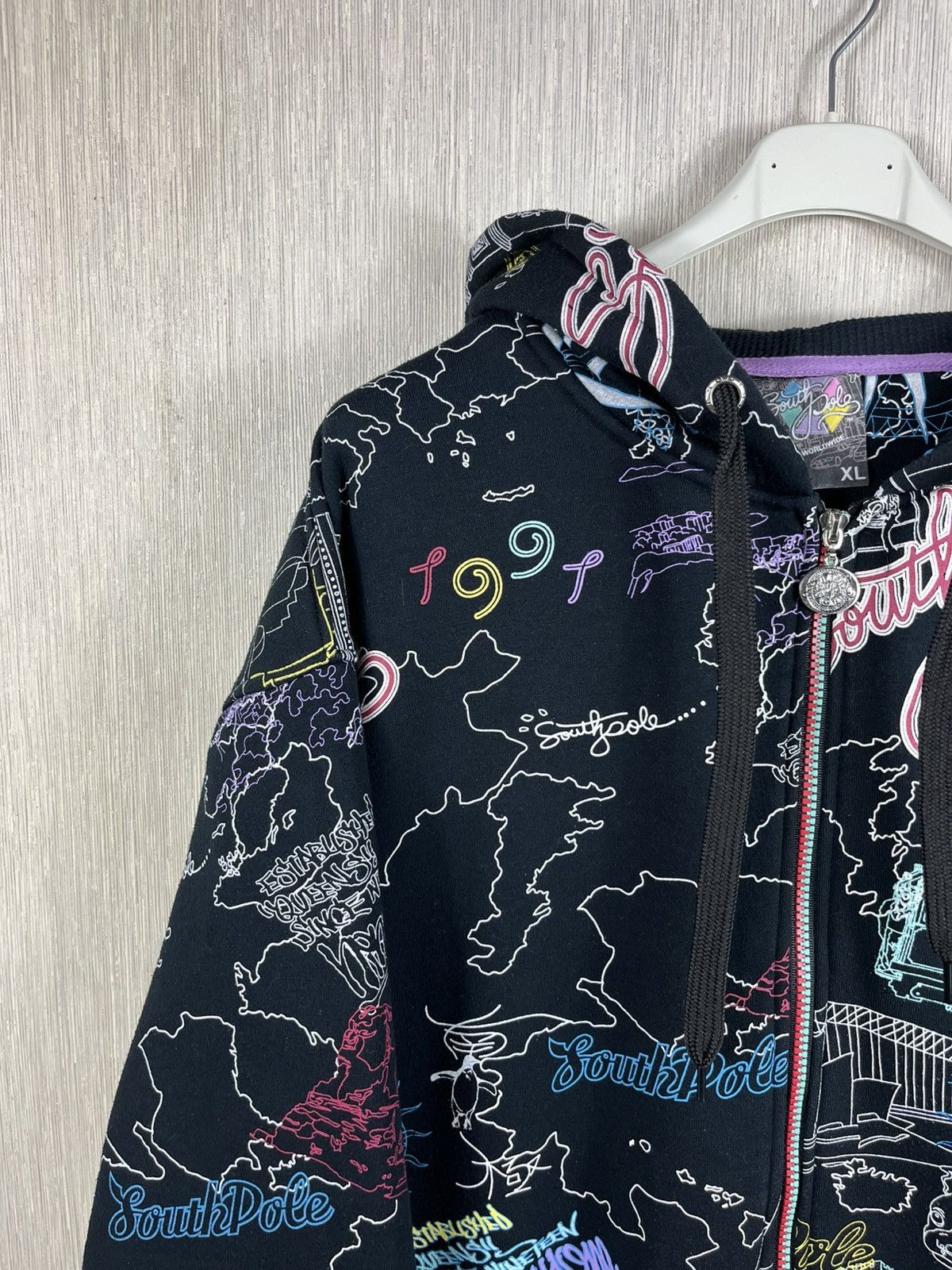 Southpole Vintage South Pole y2k all over print full zip hoodie baggy Size US XL / EU 56 / 4 - 4 Thumbnail