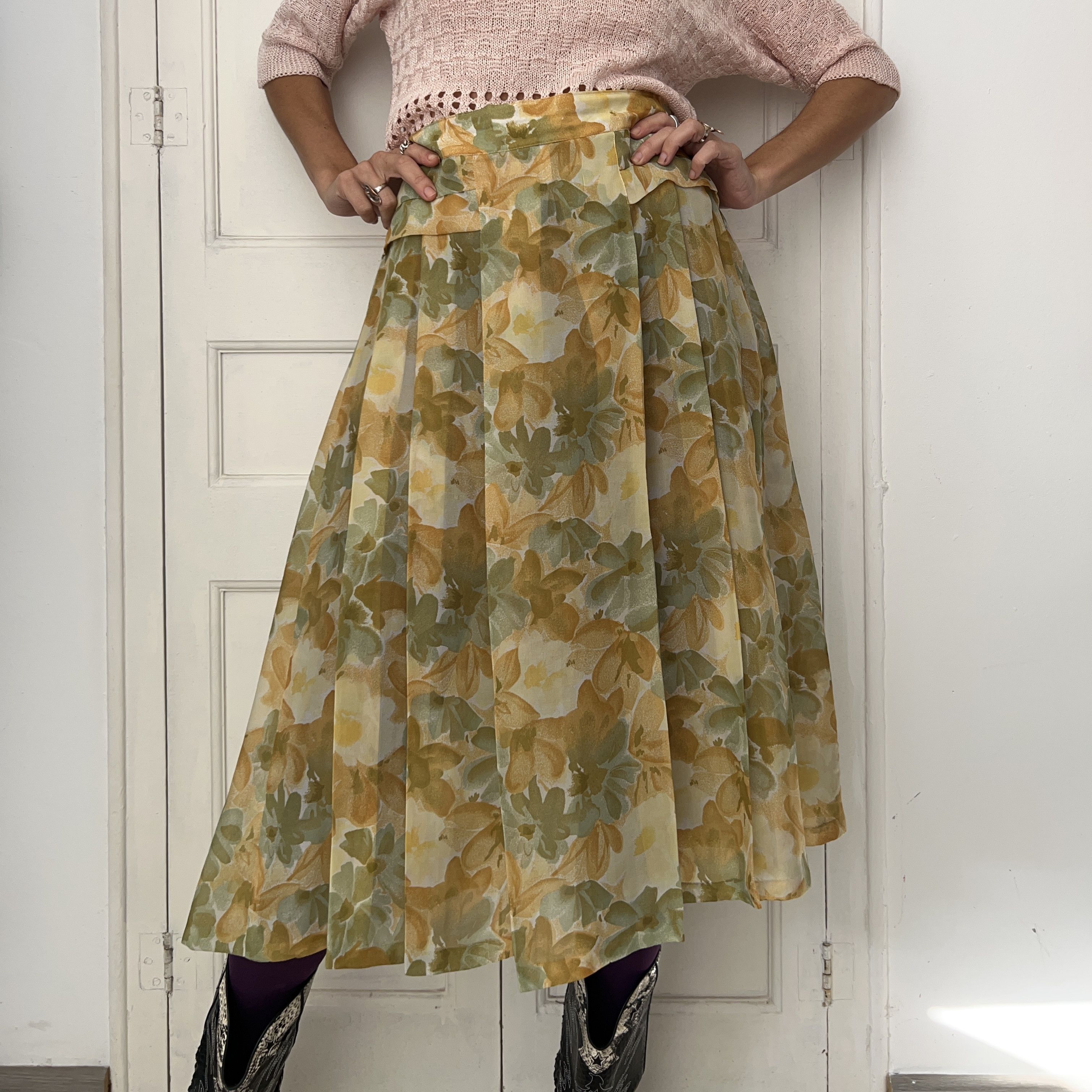 Vintage Vintage 90s Floral Midi Skirt Size 30" / US 8 / IT 44 - 3 Thumbnail