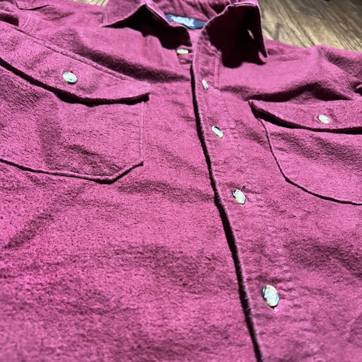Vintage × Woolrich Woolen Mills vintage woolrich burgundy shirt jacket Size US M / EU 48-50 / 2 - 2 Thumbnail
