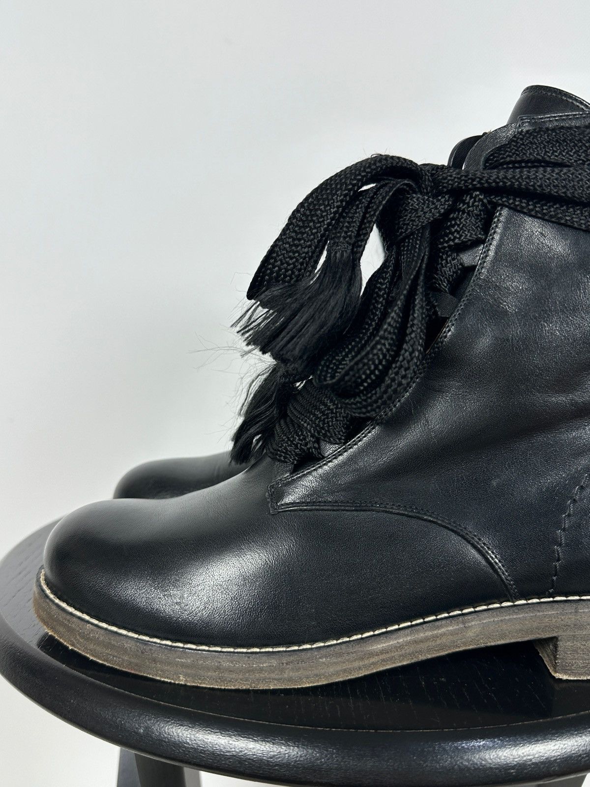 Chloe Chloe Harper Black Leather Combat Lace Up Ankle Boots Size US 6 / IT 36 - 14 Thumbnail