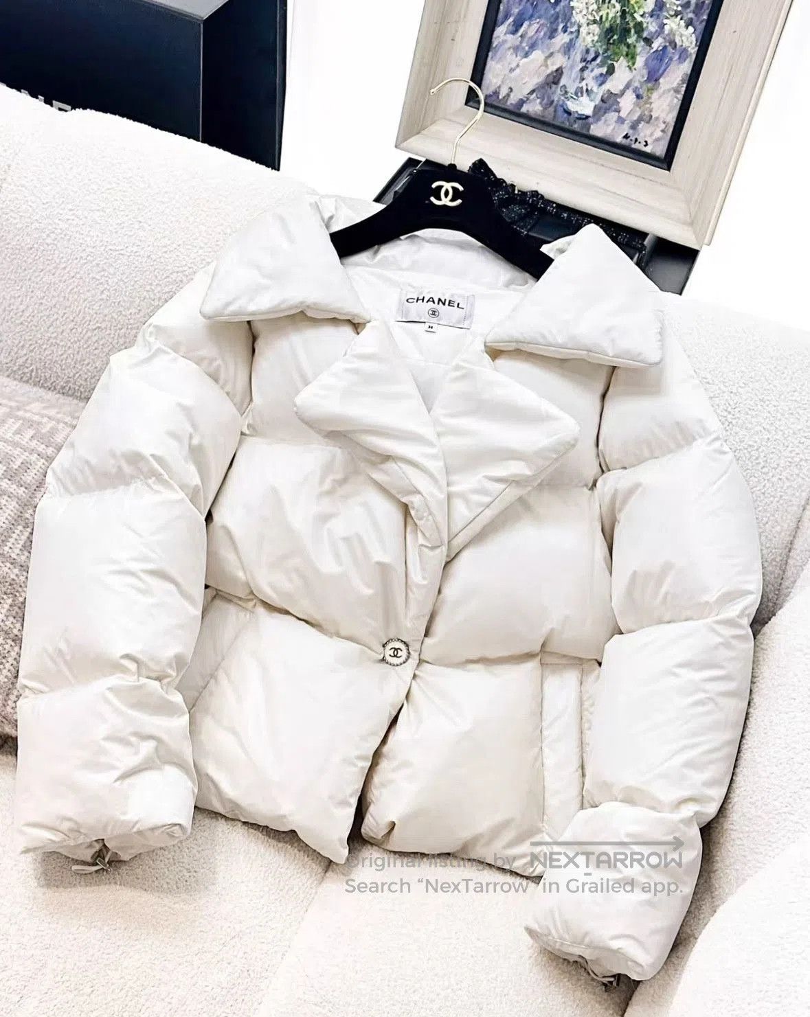 Chanel Chanel White Puffer Jacket with Collar. Size XS / US 0-2 / IT 36-38 - 1 Thumbnail