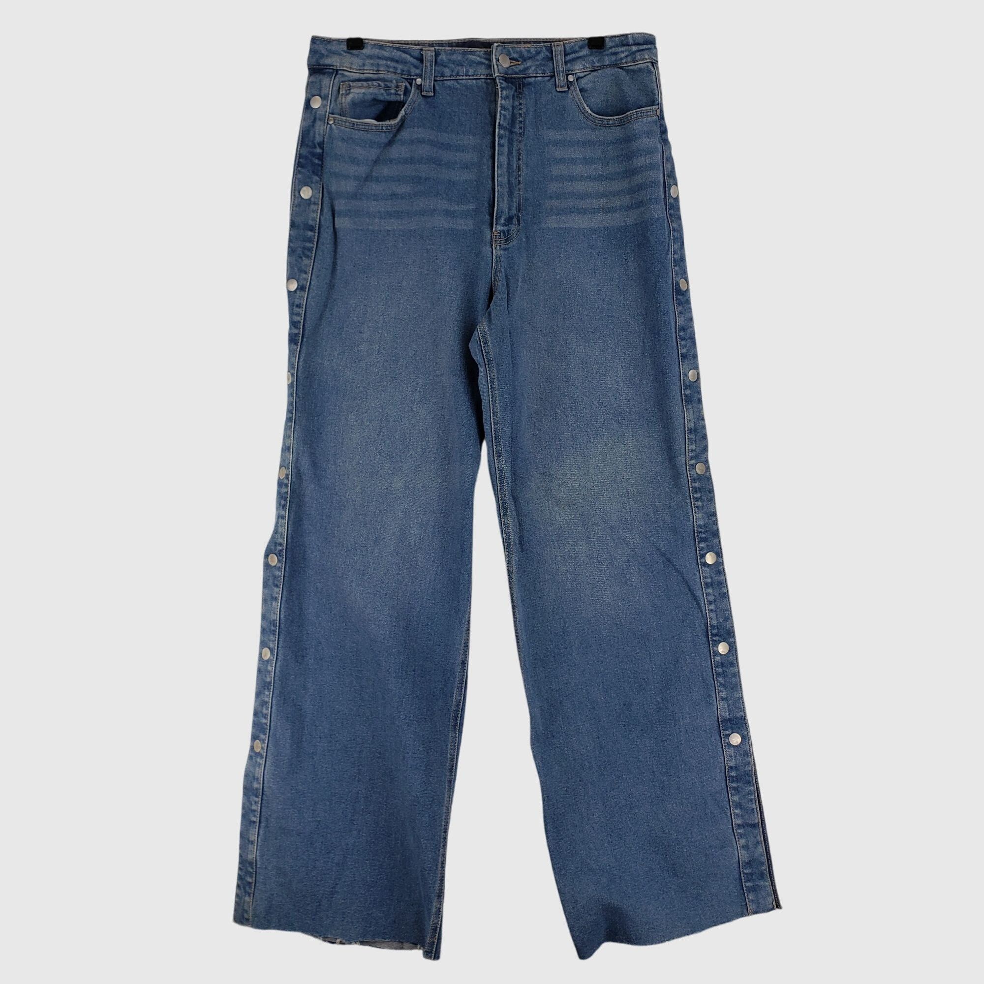 Other Rachel Roy High-Rise Wide-Leg Denim Jeans With Snap Button Size 24" / US 00 / IT 34 - 2 Thumbnail