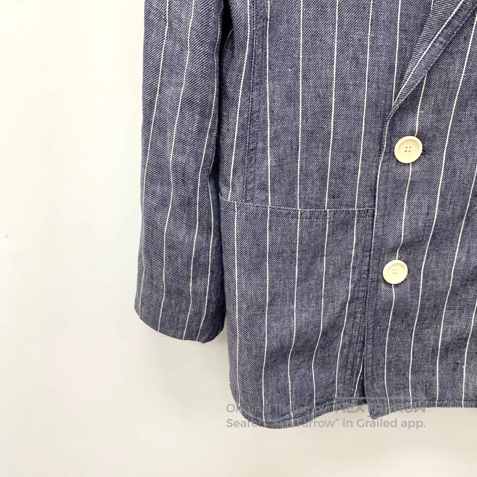 Max Mara Max Mara Blue striped linen collar double-breasted long-sl Size M / US 6-8 / IT 42-44 - 4 Thumbnail