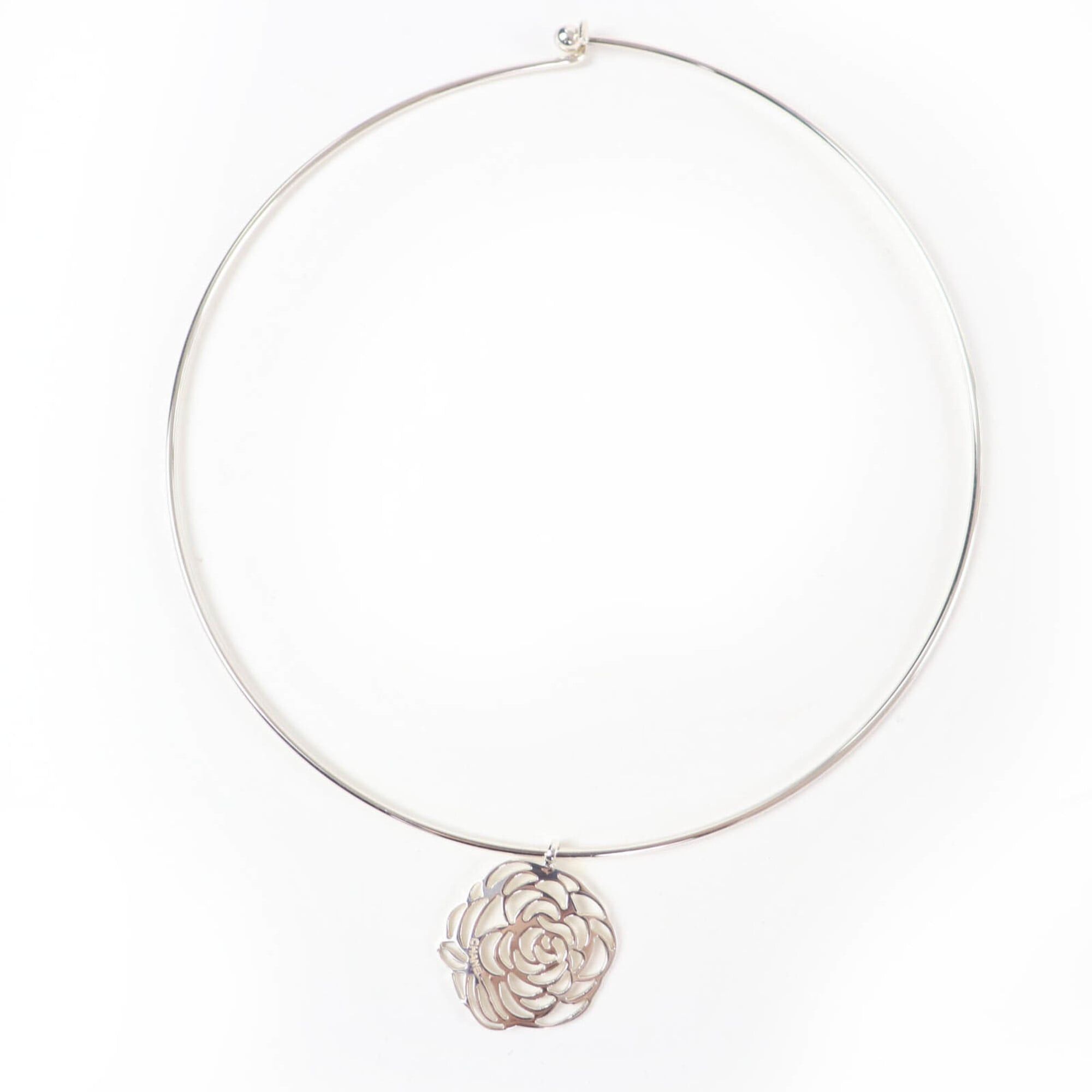 Chanel CHANEL 925 Camellia Logo Choker Necklace, Silver, Weight 14.0g, Women's Accessory Size ONE SIZE - 1 Thumbnail