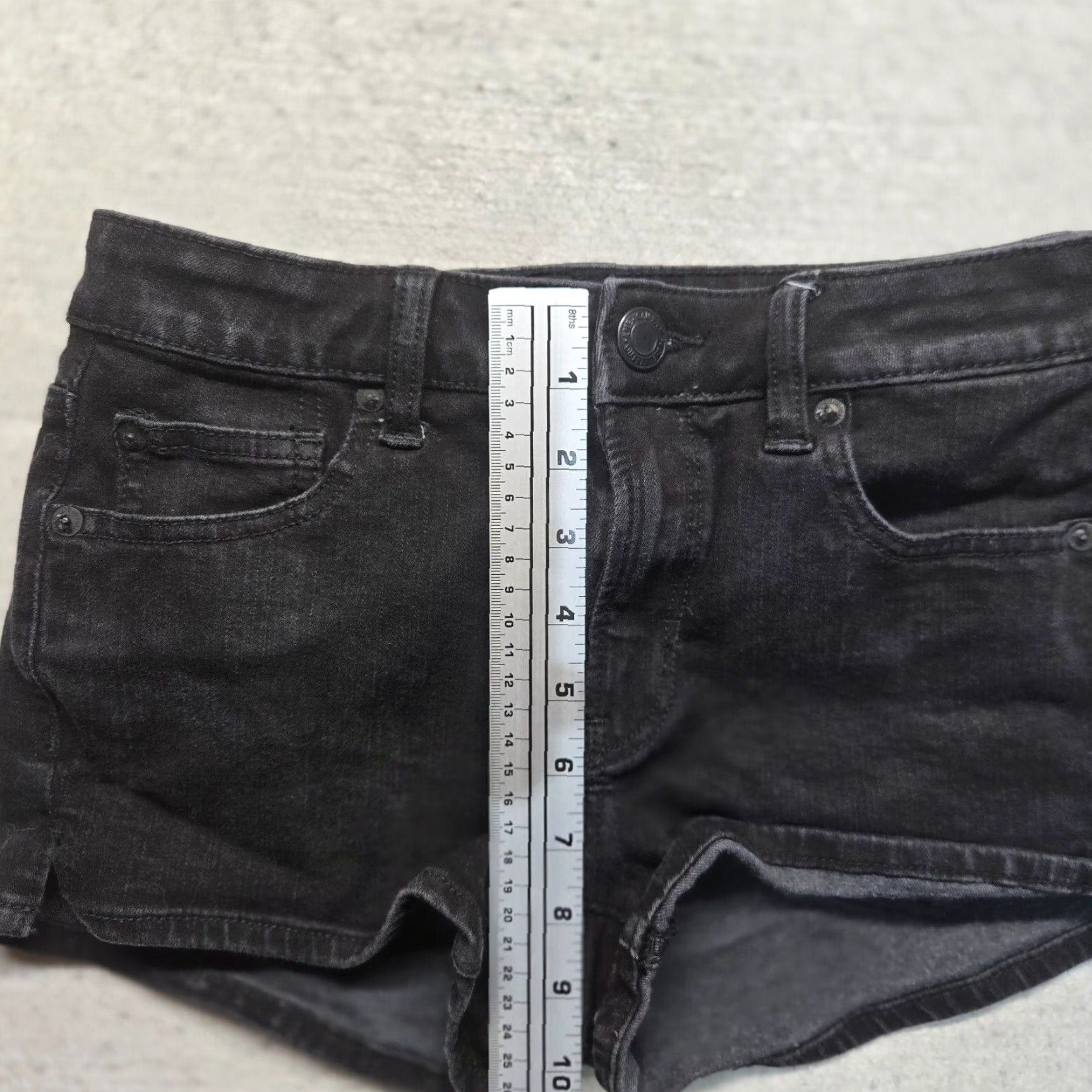 American Eagle Outfitters VINTAGE American Eagle Womens Denim Shorts 0 High Rise Cut-Off Stretch Black 90s Summer Women Size 25" / US 0 / IT 36 - 7 Thumbnail