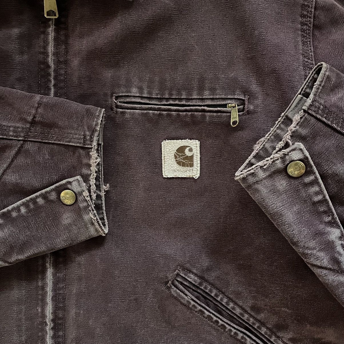 Carhartt × Vintage 90s Distressed Carhartt Detroit Jacket J43BRG Burgundy Size US L / EU 52-54 / 3 - 4 Thumbnail