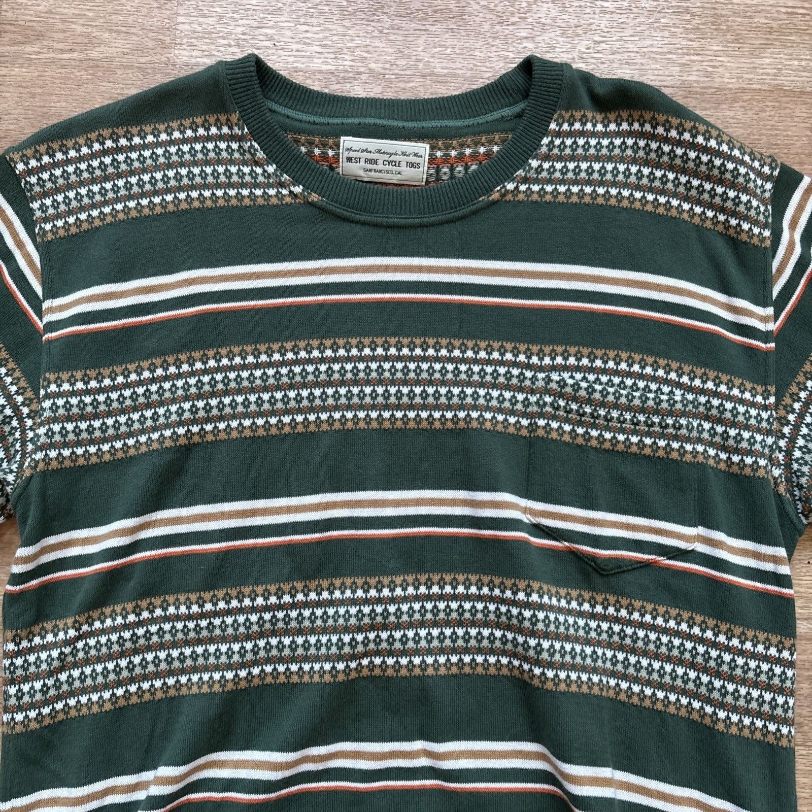 WEST RIDE West Ride JACQUARD Green Knit Cotton Size 42 Japan Pocket Size US L / EU 52-54 / 3 - 2 Thumbnail