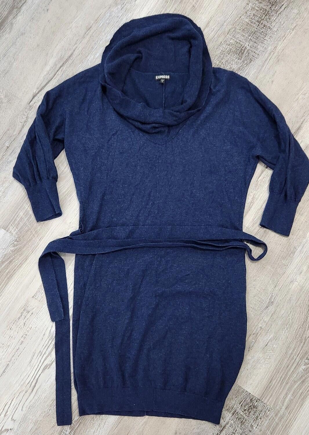 Express Express Sweater Dress Blue Belted Medium 3/4 Sleeve Size M / US 6-8 / IT 42-44 - 1 Thumbnail