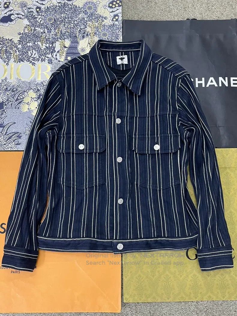 Dior Dior Colour-blocked vertical striped denim jacket Size XXS / US 00 / IT 34 - 1 Thumbnail