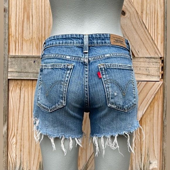 Levi's Vintage Clothing Vintage Y2K Levis 515 Distressed Stretch Cut Off Jean Shorts Size 28" / US 6 / IT 42 - 5 Thumbnail