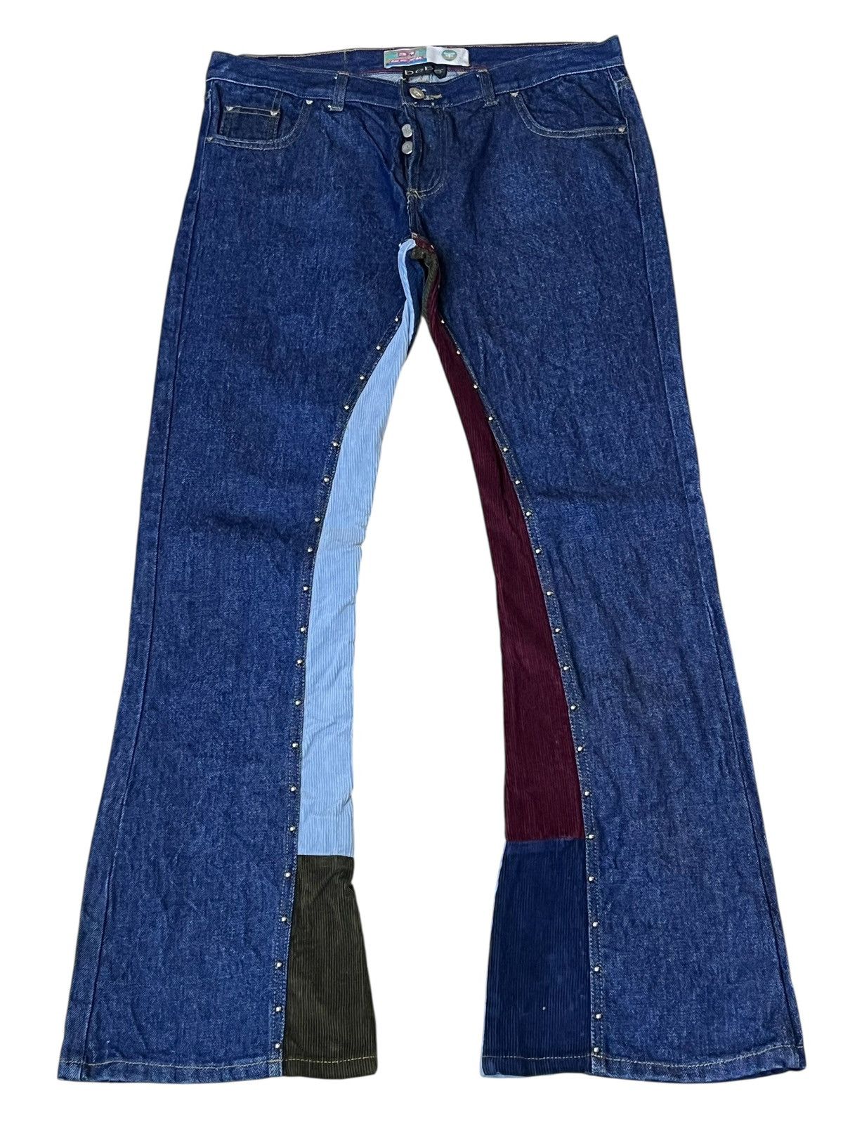 Japanese Brand sick🔥BEBE x KOSIUKO corduroy patchwork & bead flared jeans Size US 34 / EU 50 - 2 Thumbnail