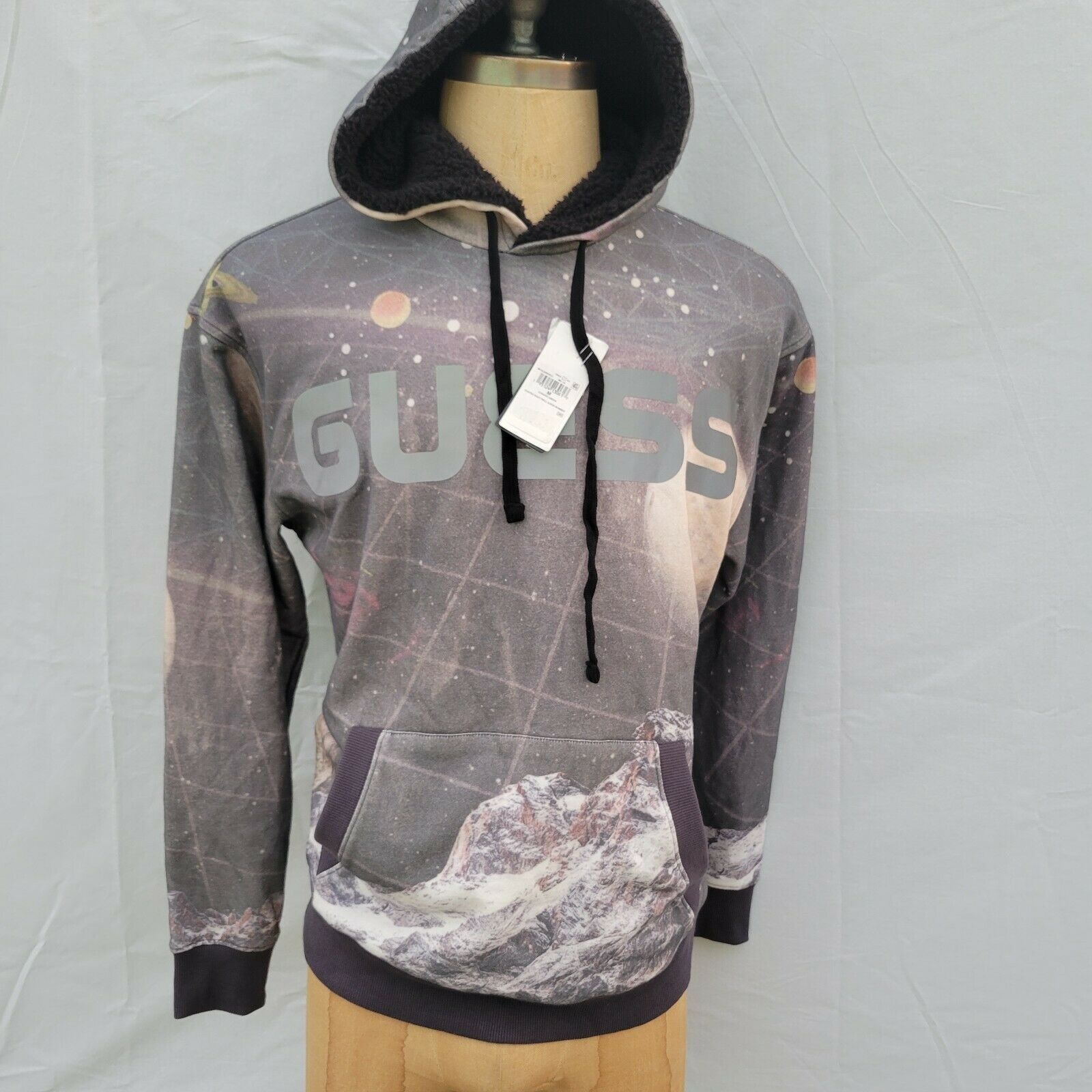 Guess Men's Guess Coated Waxy Logo Hoodie. Medium Size US M / EU 48-50 / 2 - 1 Thumbnail