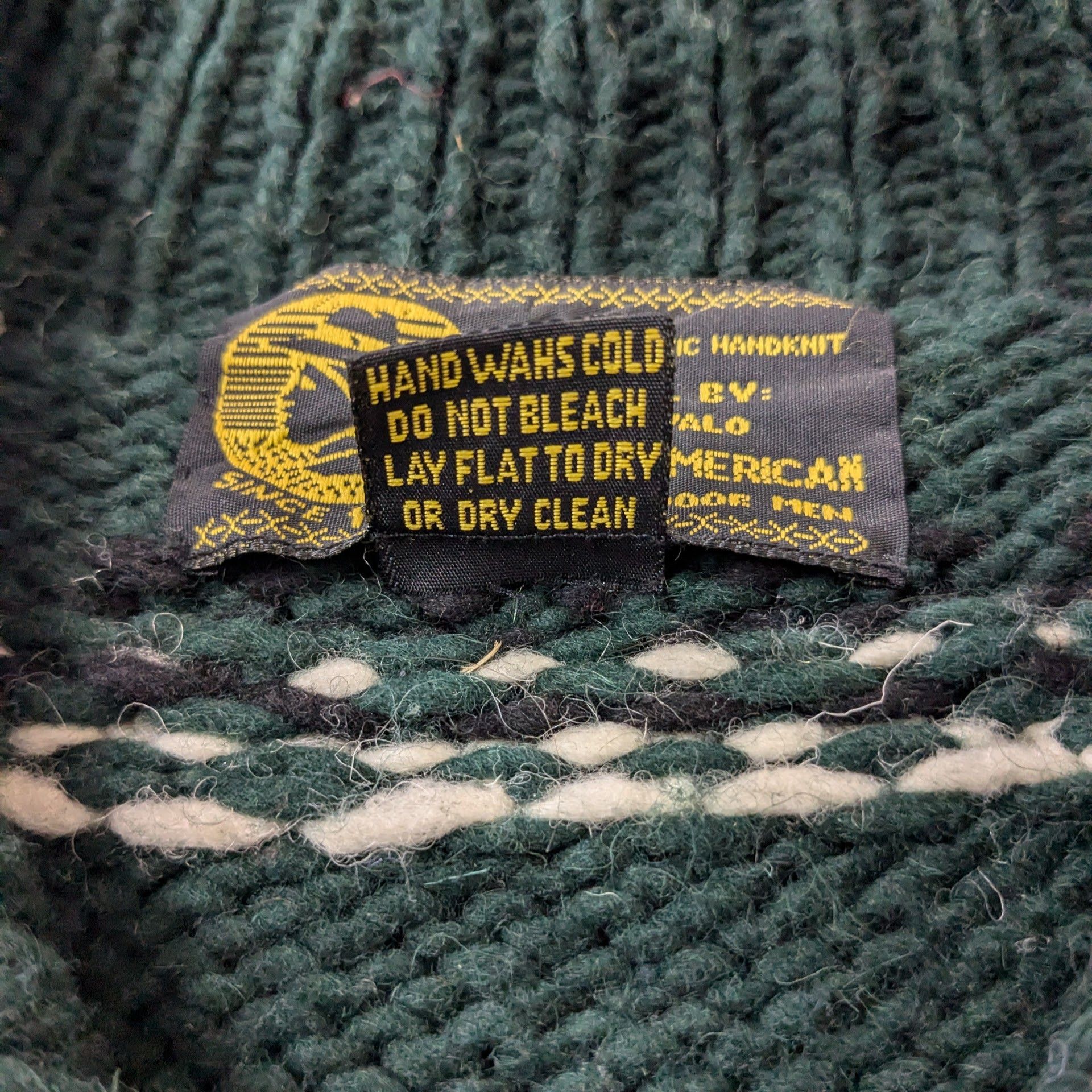 Vintage Heavy 100% wool Otavalo native american hand knitted Size US XL / EU 56 / 4 - 8 Thumbnail