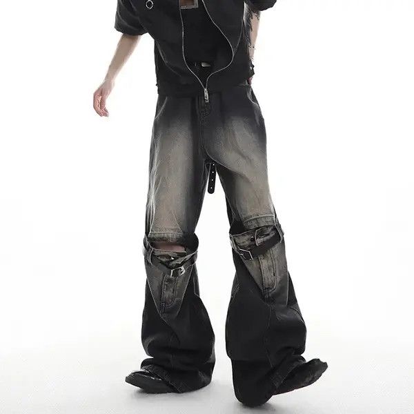 VIBE Bell-bottomed jeans wide legs straight with a joint punk Size US 32 / EU 48 - 4 Thumbnail