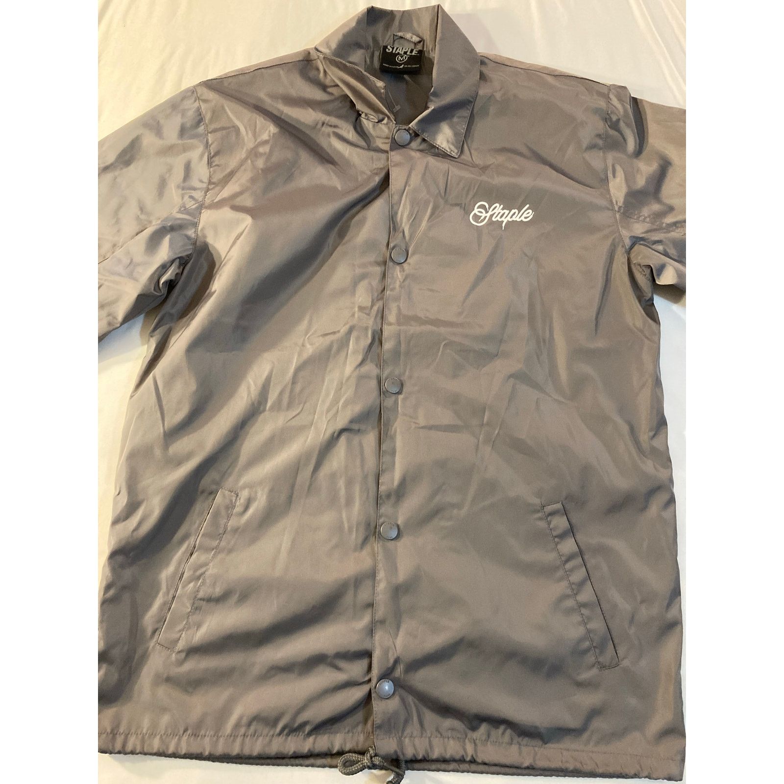 Staple STAPLE Script Logo Coach Jacket Mens M Gray Windbreaker Size US M / EU 48-50 / 2 - 1 Thumbnail