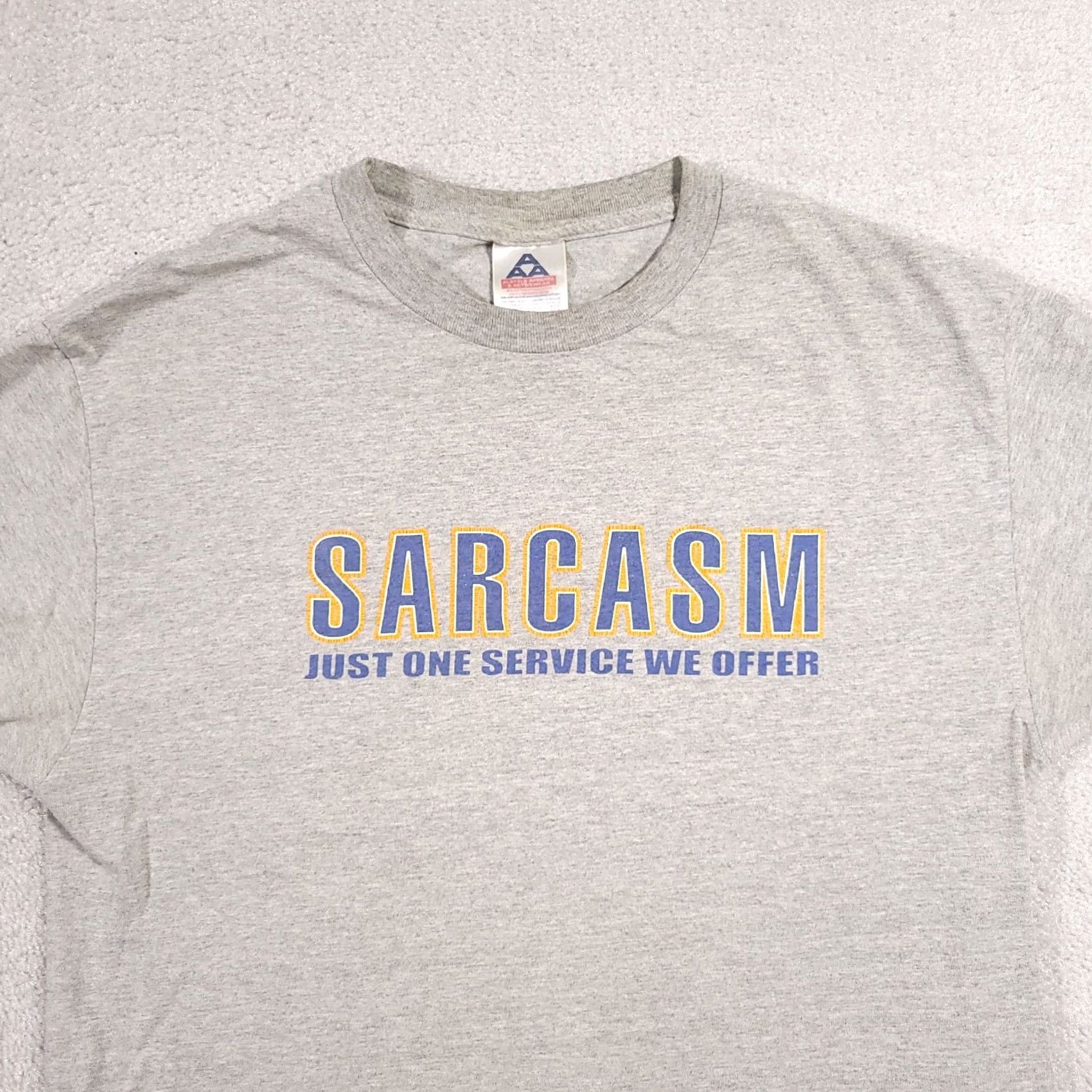 Vintage VINTAGE AllStyle Sarcasm Shirt Mens Large Gray Short Sleeve FLAWS Graphic Tee 90s Mens Size US L / EU 52-54 / 3 - 3 Thumbnail