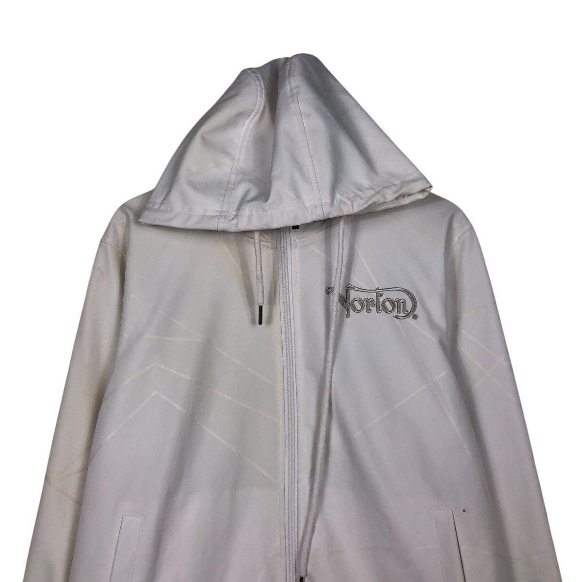 Japanese Brand Rich White Zipper Jacket Hoodie Norton Big Logo Embroidered Size US L / EU 52-54 / 3 - 4 Thumbnail