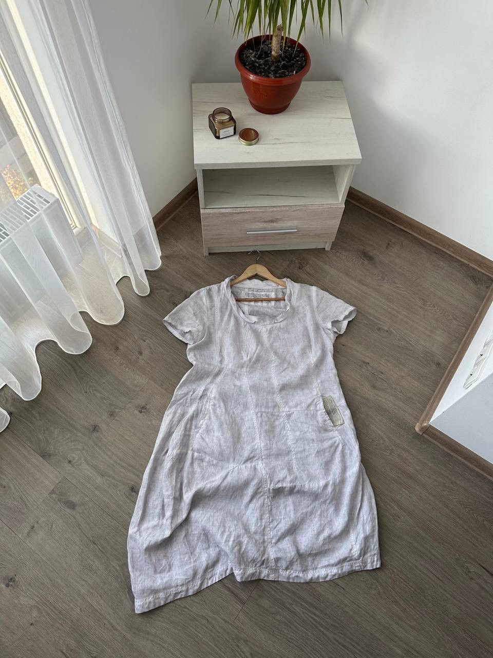 Japanese Brand × Rundholz × Vintage Rundholz Avant Garde Baloon White Dress 100 Linen Size L Size L / US 10 / IT 46 - 12 Thumbnail