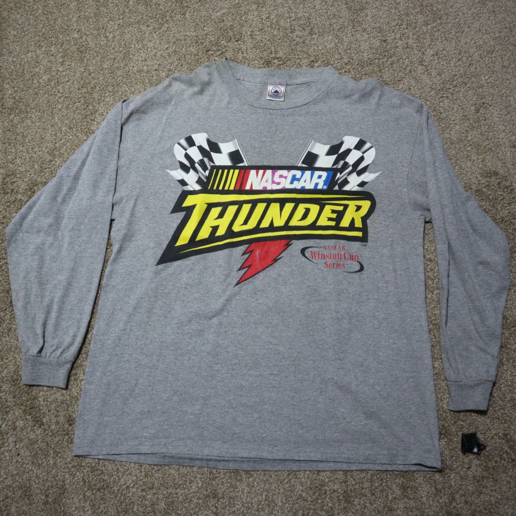 Delta VINTAGE NASCAR Winston Cup Thunder Racing Shirt Men L White 1990s 90s Delta Crew Neck Short Sleeve Size US L / EU 52-54 / 3 - 3 Thumbnail