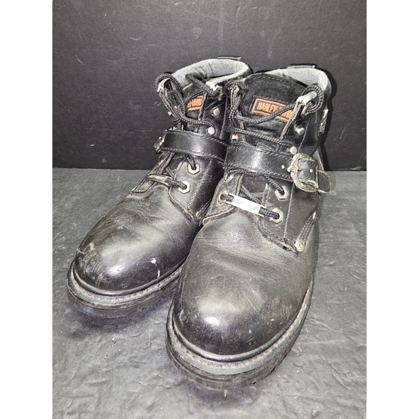 Harley Davidson VINTAGE Harley-Davidson Faded Glory Black Leather Motorcycle Boots Women's Size 7.5 HD Size US 6 / IT 36 - 7 Thumbnail