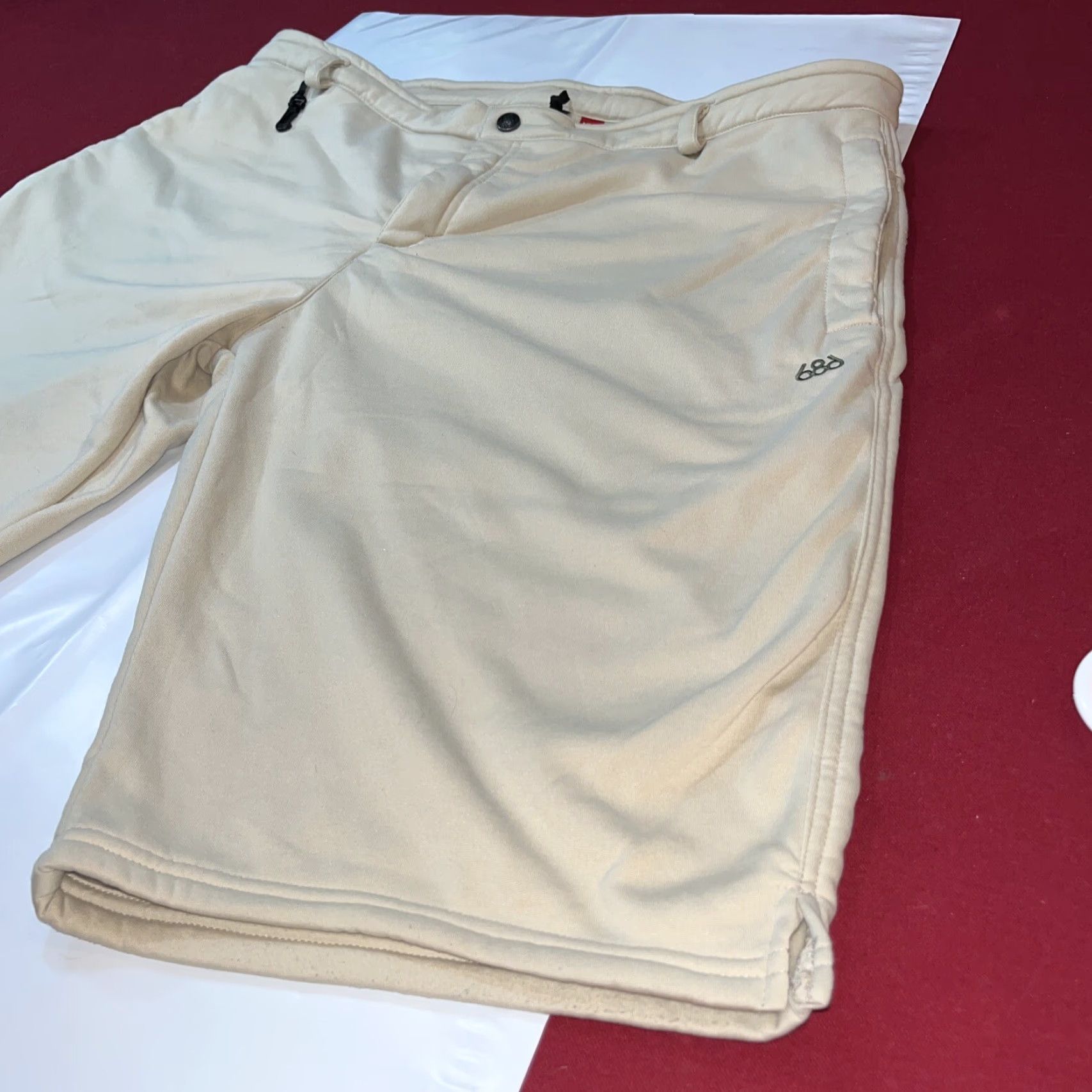 686 VINTAGE 686 TAN Shorts Mens XL SOFT Polyester SNAP FLY outdoor Snap Pockets 13” inseam XL Size US 36 / EU 52 - 5 Thumbnail