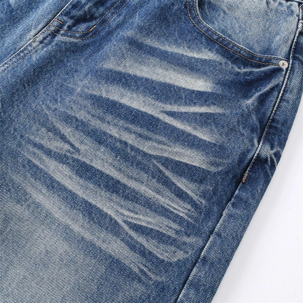 Vintage Men's vintage ripple distressed loose casual washed jeans Size US 32 / EU 48 - 4 Thumbnail