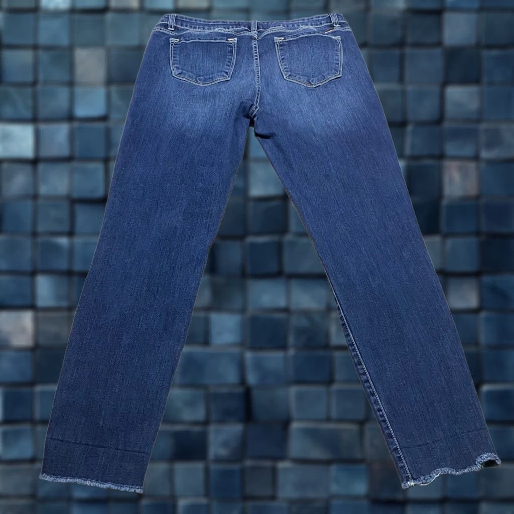 Vintage Kancan Jeans Womens 15 Blue Denim Medium Wash Skinny Distressed Raw Hem Jeans Size 15 Women Mens Girls Size 24" / US 00 / IT 34 - 1 Thumbnail
