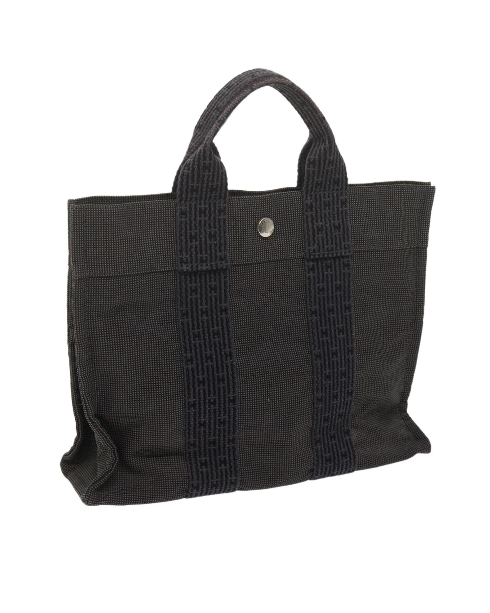 image of Hermes Gray Canvas Tote Bag With Minimal Accessories - Rank C in Grey, Women's