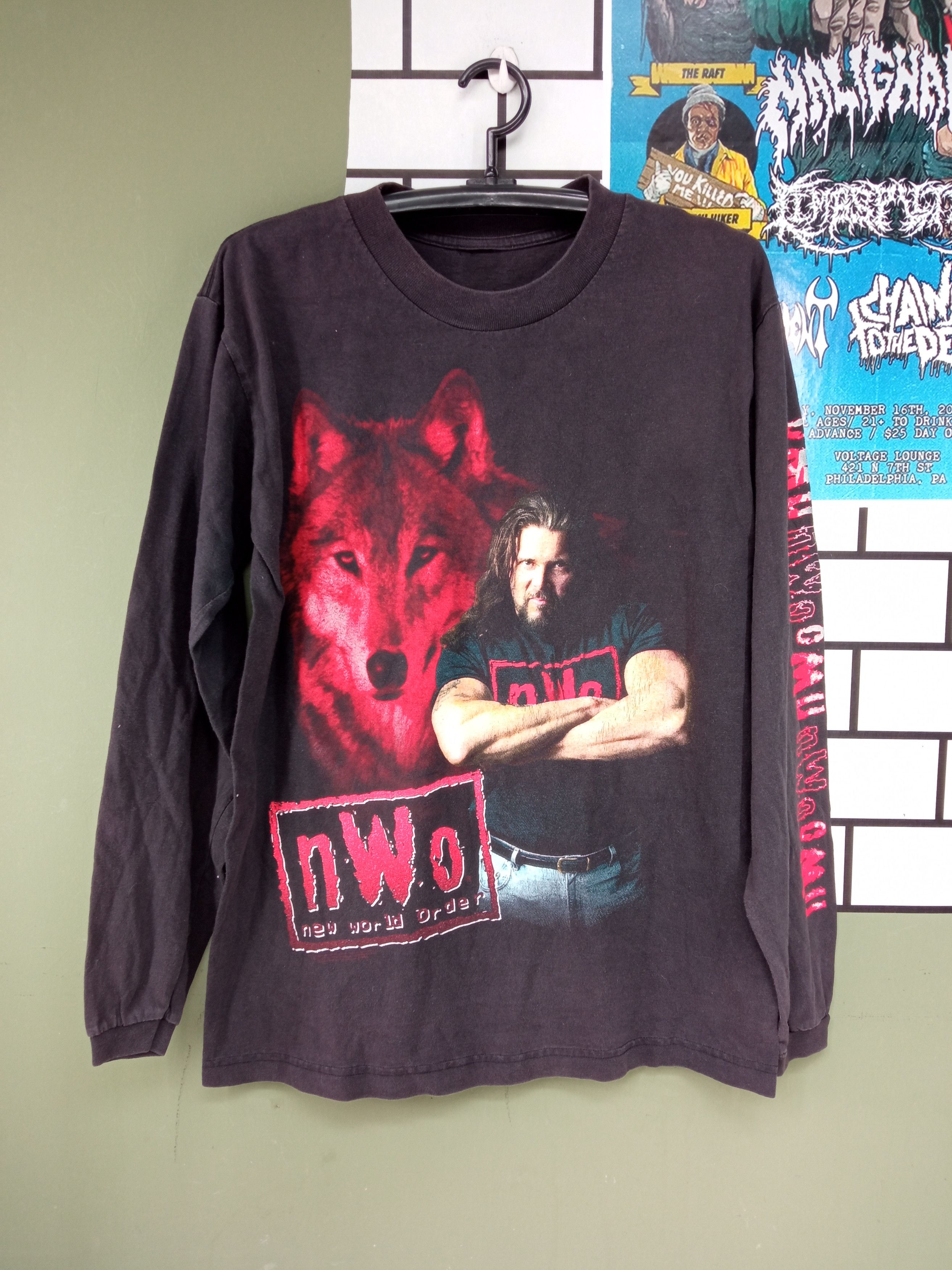 image of Made In USA x Vintage Mwo New World Order Wcw Wwf Wrestling Vintage T Shirt in Black (Size Large)