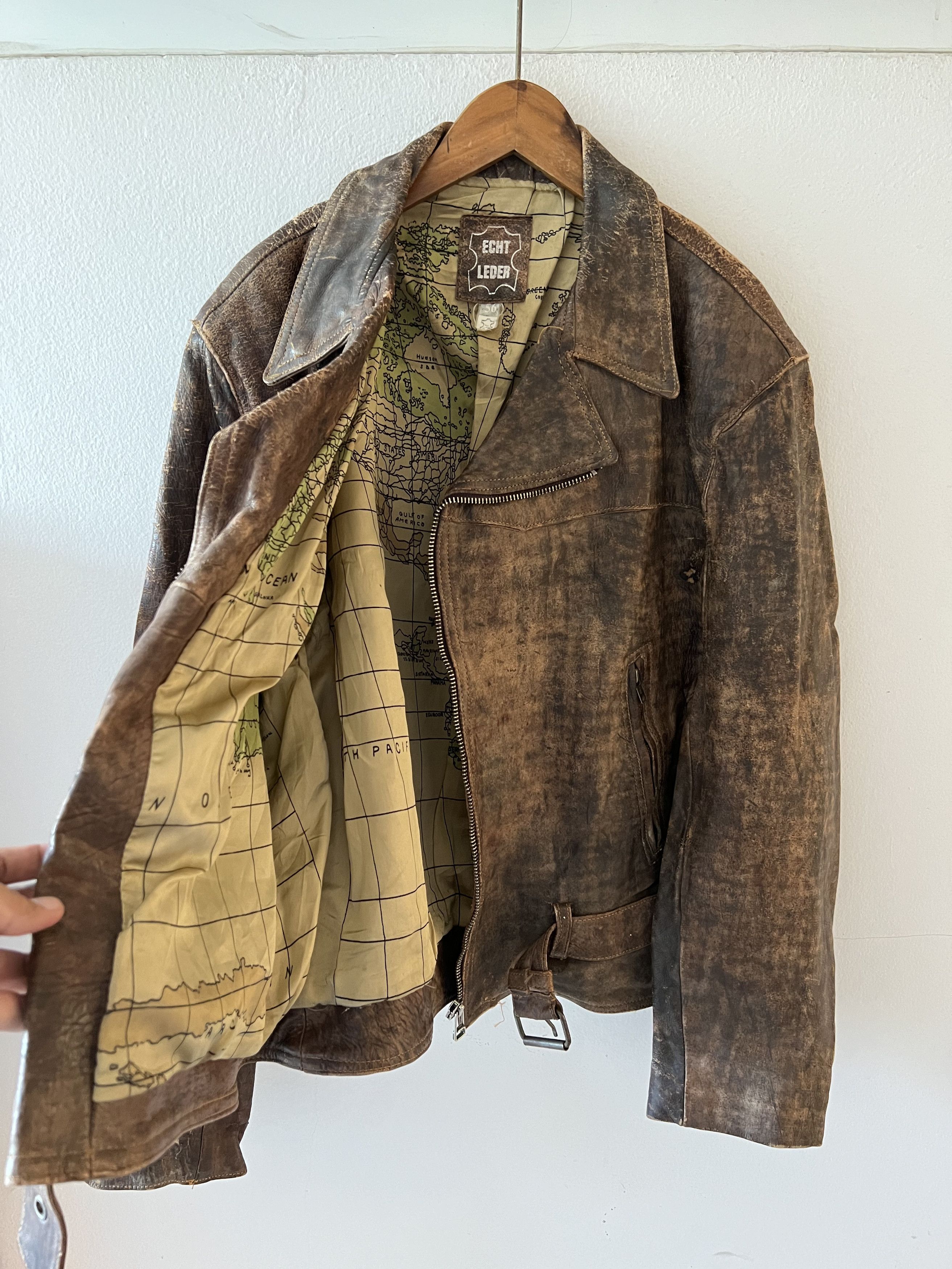 Indian Motorcycle × Vintage THRASHED 80s ECHT LEDER MOTORCYCLE LEATHER JACKET Size US M / EU 48-50 / 2 - 1 Thumbnail